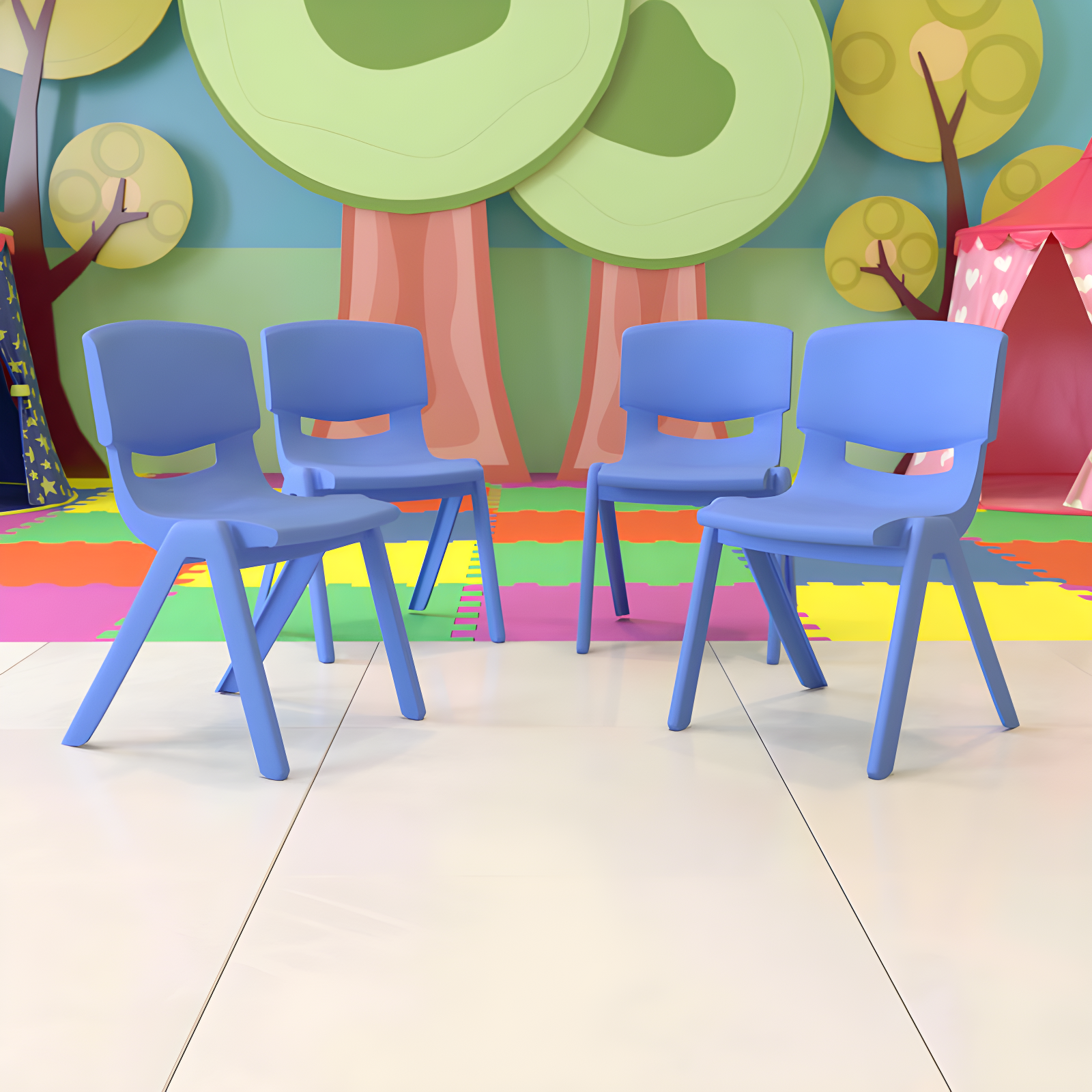 Flash Furniture Goddard Plastic Stack School Chair with Seat, 3rd-7th School Chair (Set of 4)