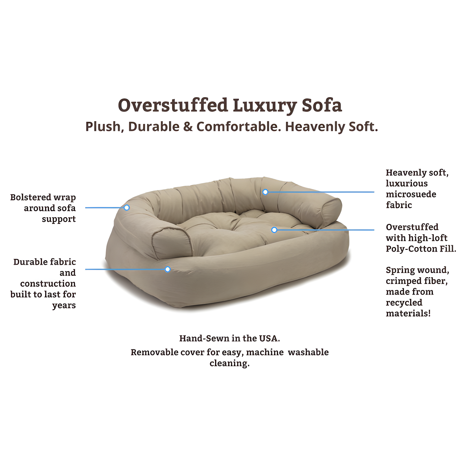 Snoozer Luxury Microsuede Overstuffed Bolster Dog Sofa