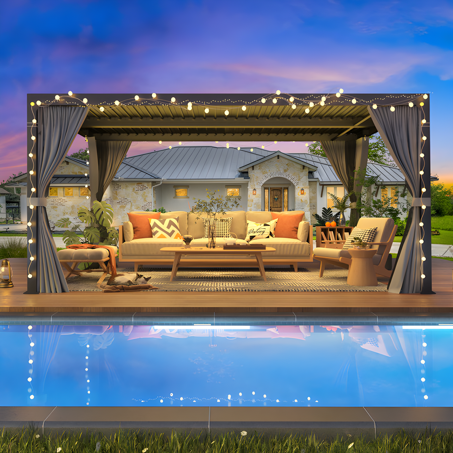 Erommy Outdoor Pergola, Louvered Pergola, Aluminum Pergola for Patio, Backyard, Pool party