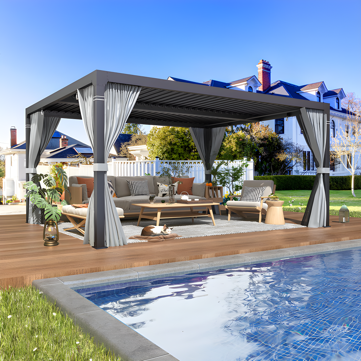 Erommy Outdoor Pergola, Louvered Pergola, Aluminum Pergola for Patio, Backyard, Pool party