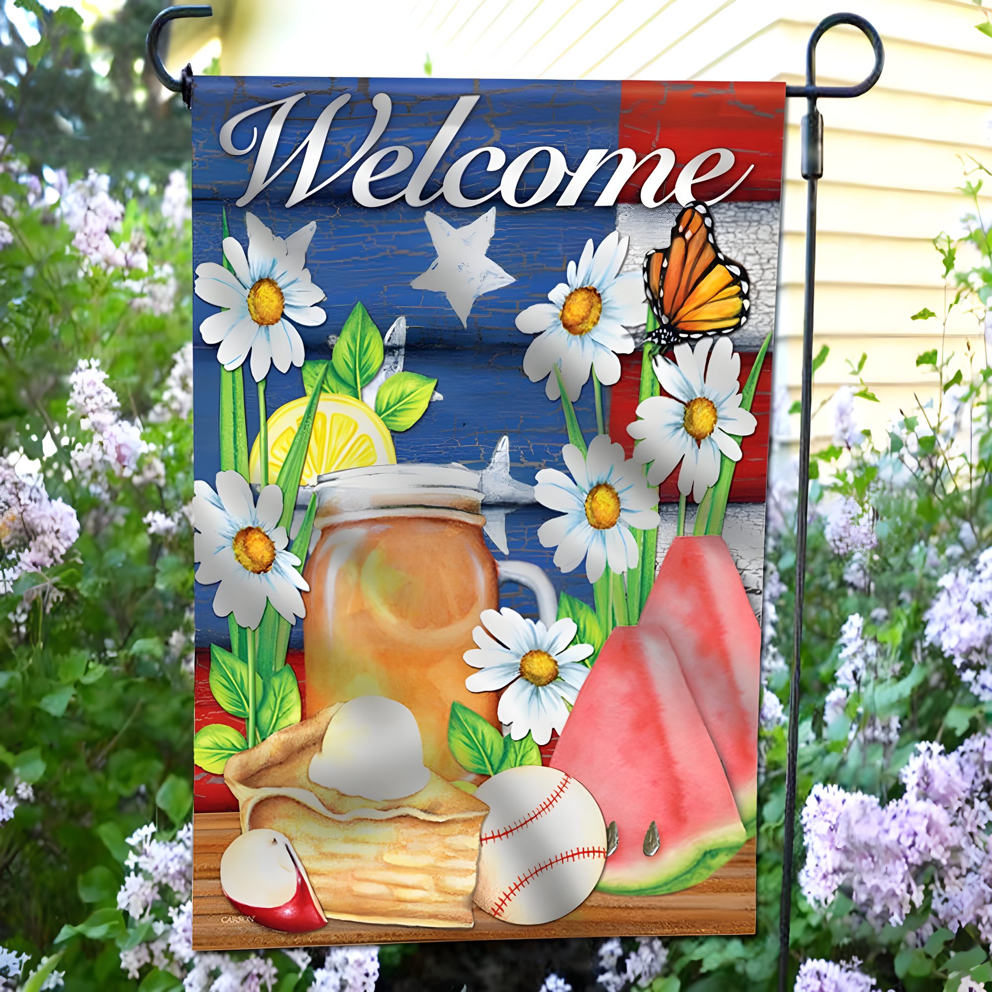 Anley American Summer Welcome Decorative Garden Flags Double Sided  18 x 12.5 Inch