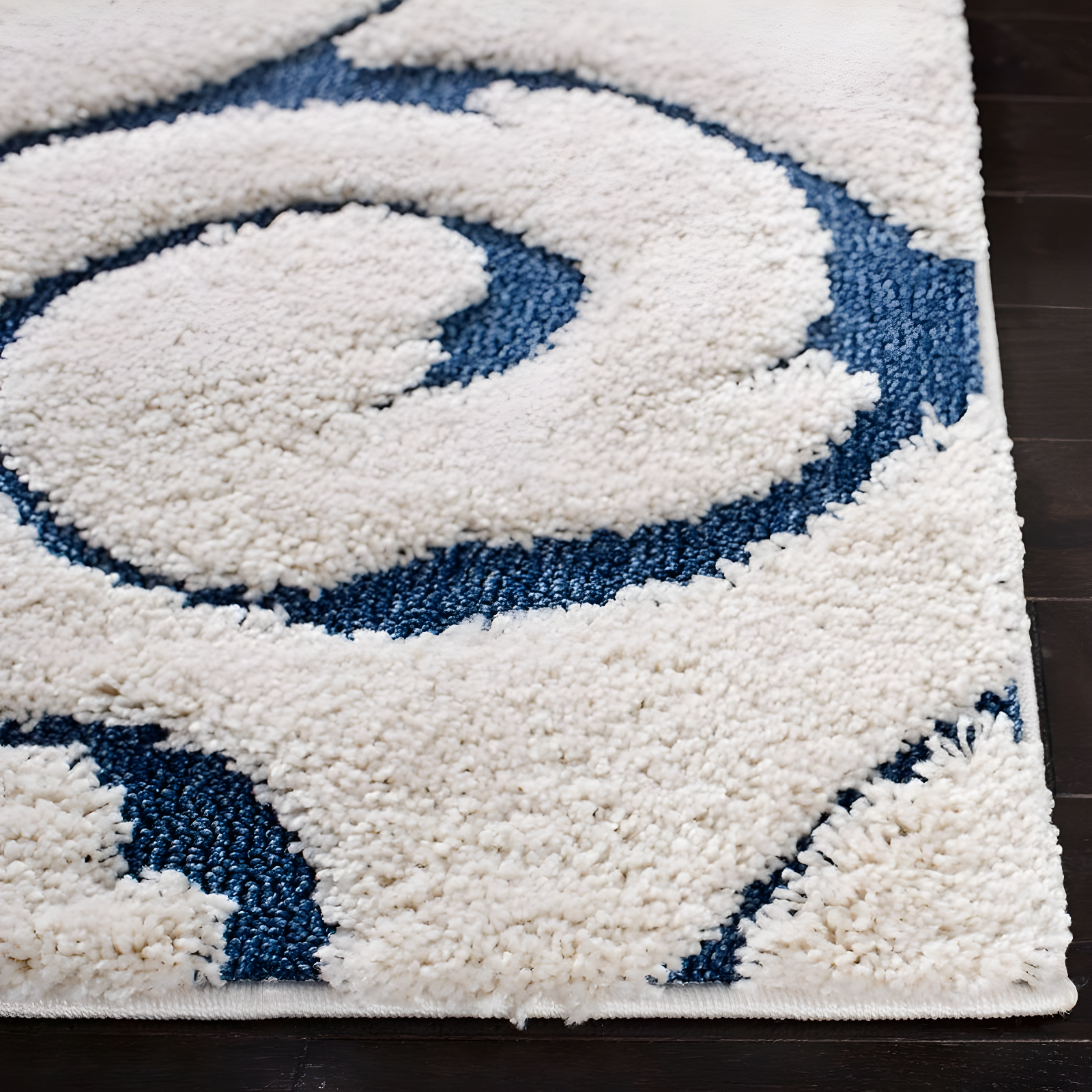 Florida Shag SG455 Power Loomed Indoor Area Rug - Cream/Blue - 5'3"x7'6" - Safavieh.