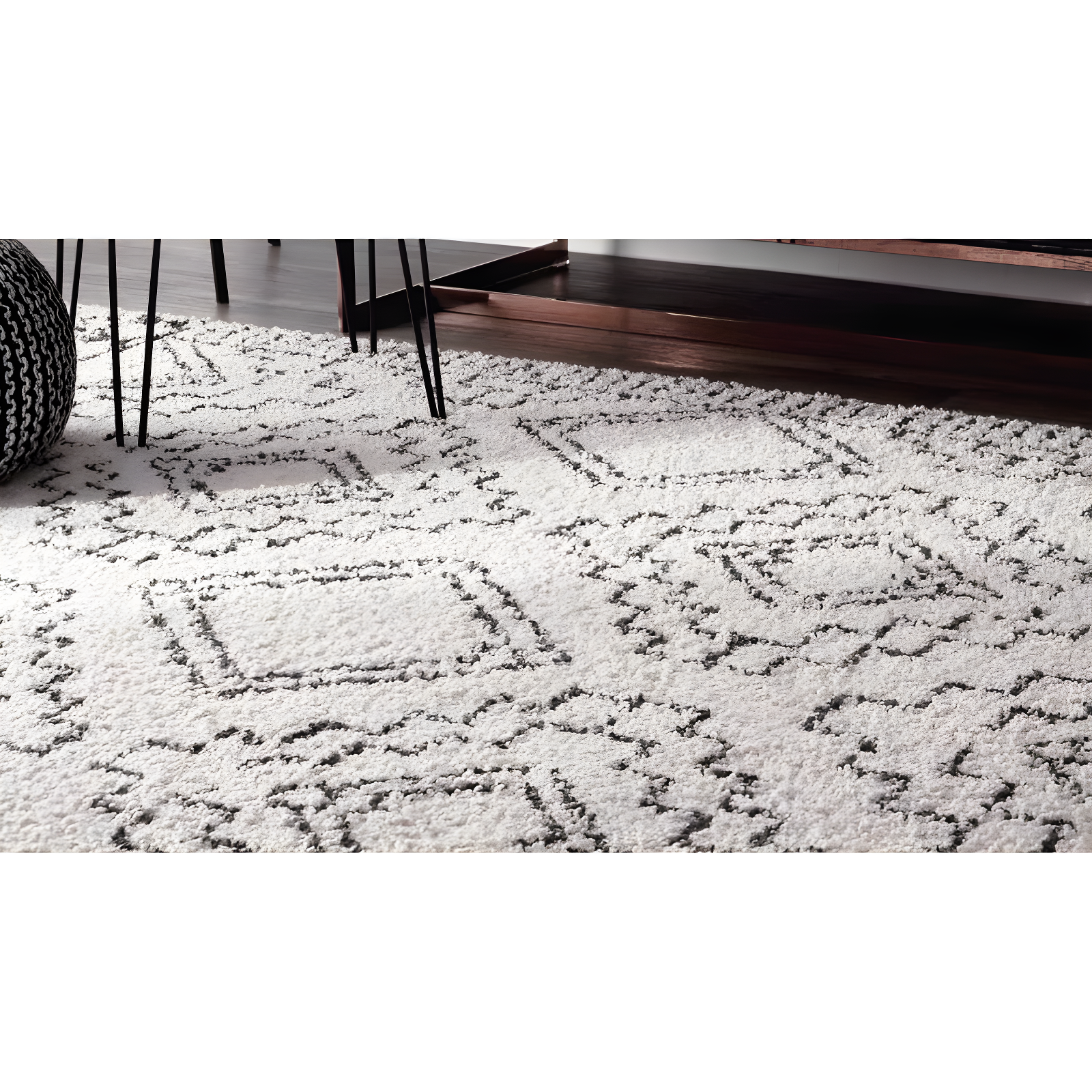 Nuloom Vasiliki Geometric 7x9 Shag Indoor Area Rug for Living Room Bedroom Dining Room Nursery, Grey/Ivory