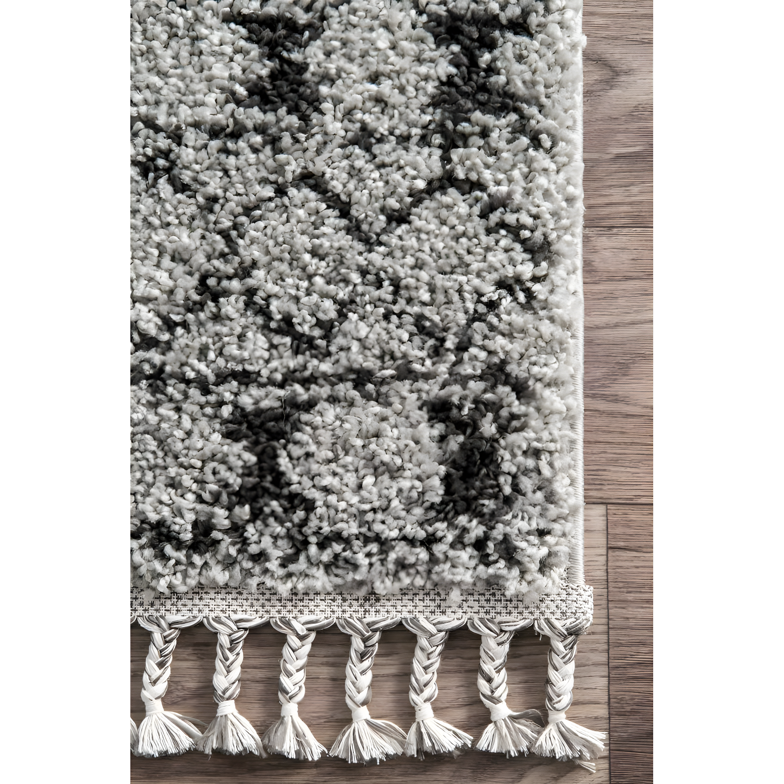 Nuloom Vasiliki Geometric 7x9 Shag Indoor Area Rug for Living Room Bedroom Dining Room Nursery, Grey/Ivory