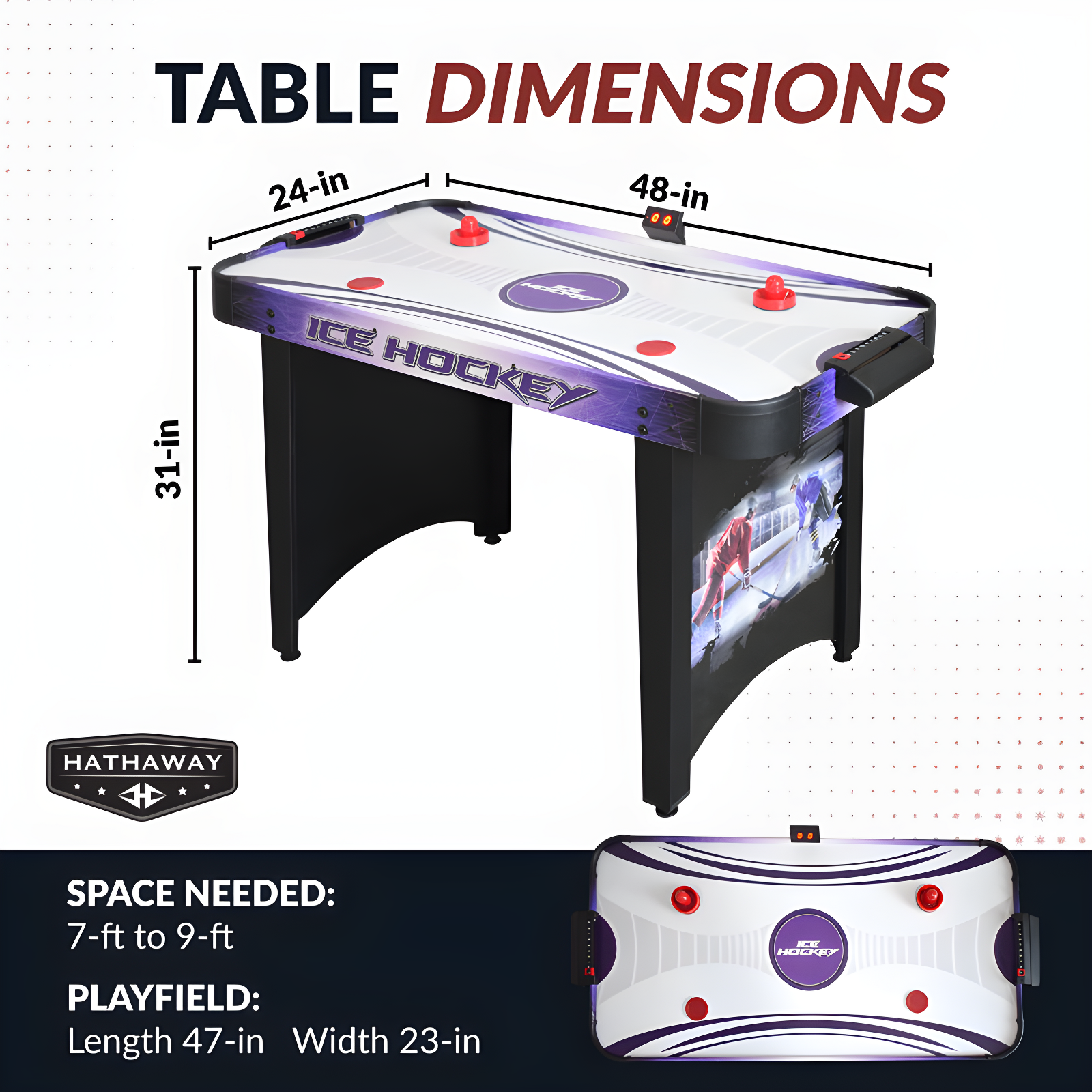 Hathaway Games Hat Trick 54" 2 -Player Air Hockey Table with Manual Scoreboard