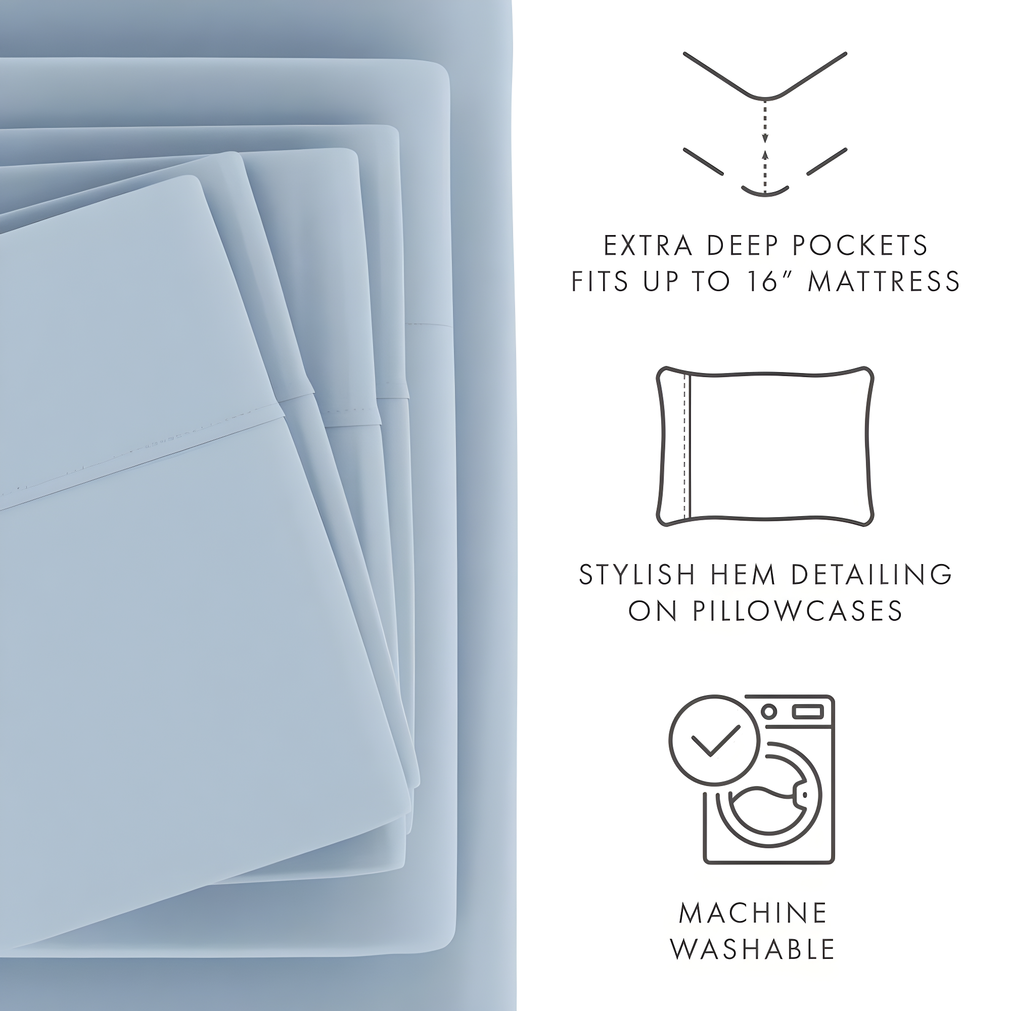 Noble Linens 6 Piece Light Blue Solid Microfiber Bed Sheet Set For Twin Extra Long Size Bedding