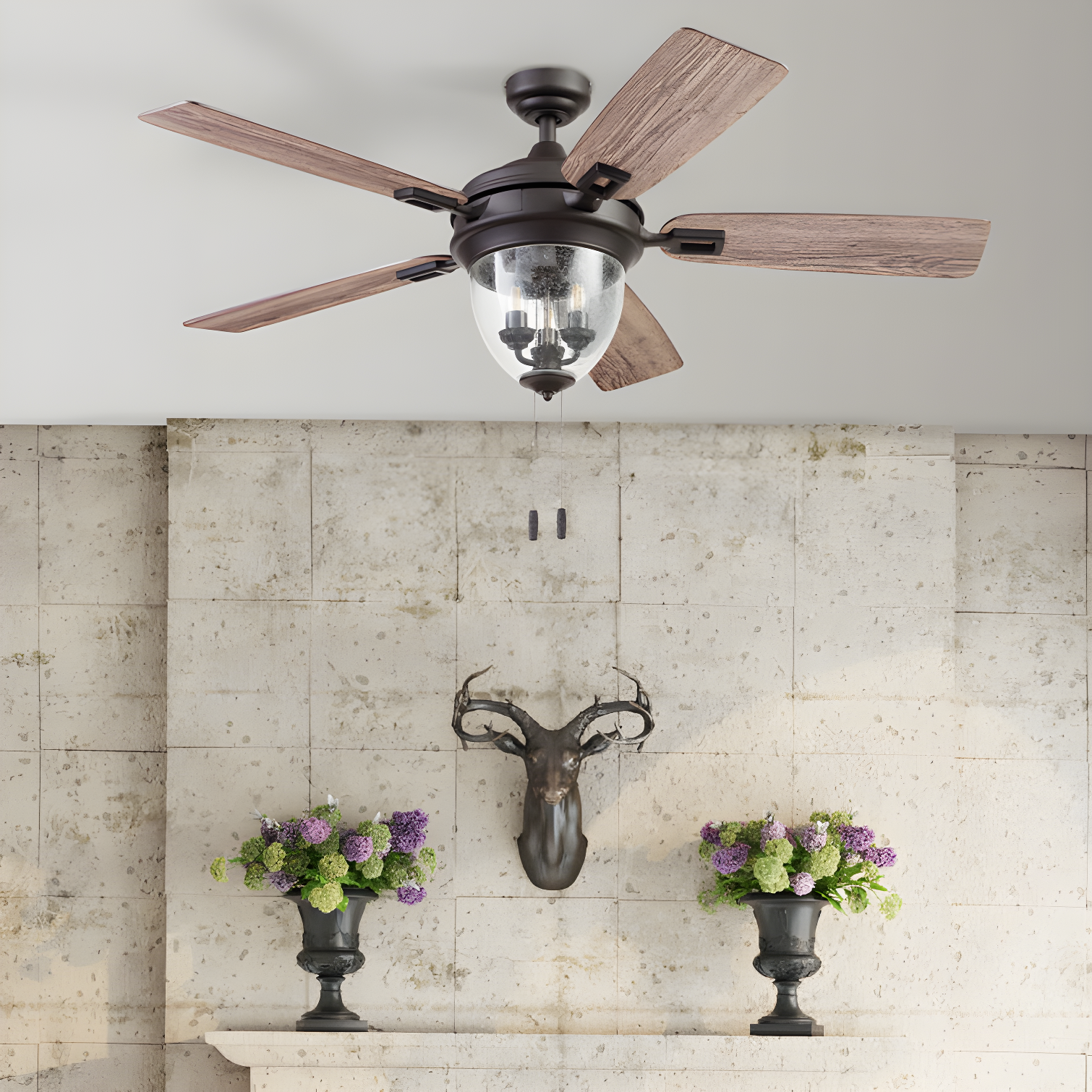 Honeywell Glencrest 52" 5 Blade Damp Rated Ceiling Fan LED Light Kit Included