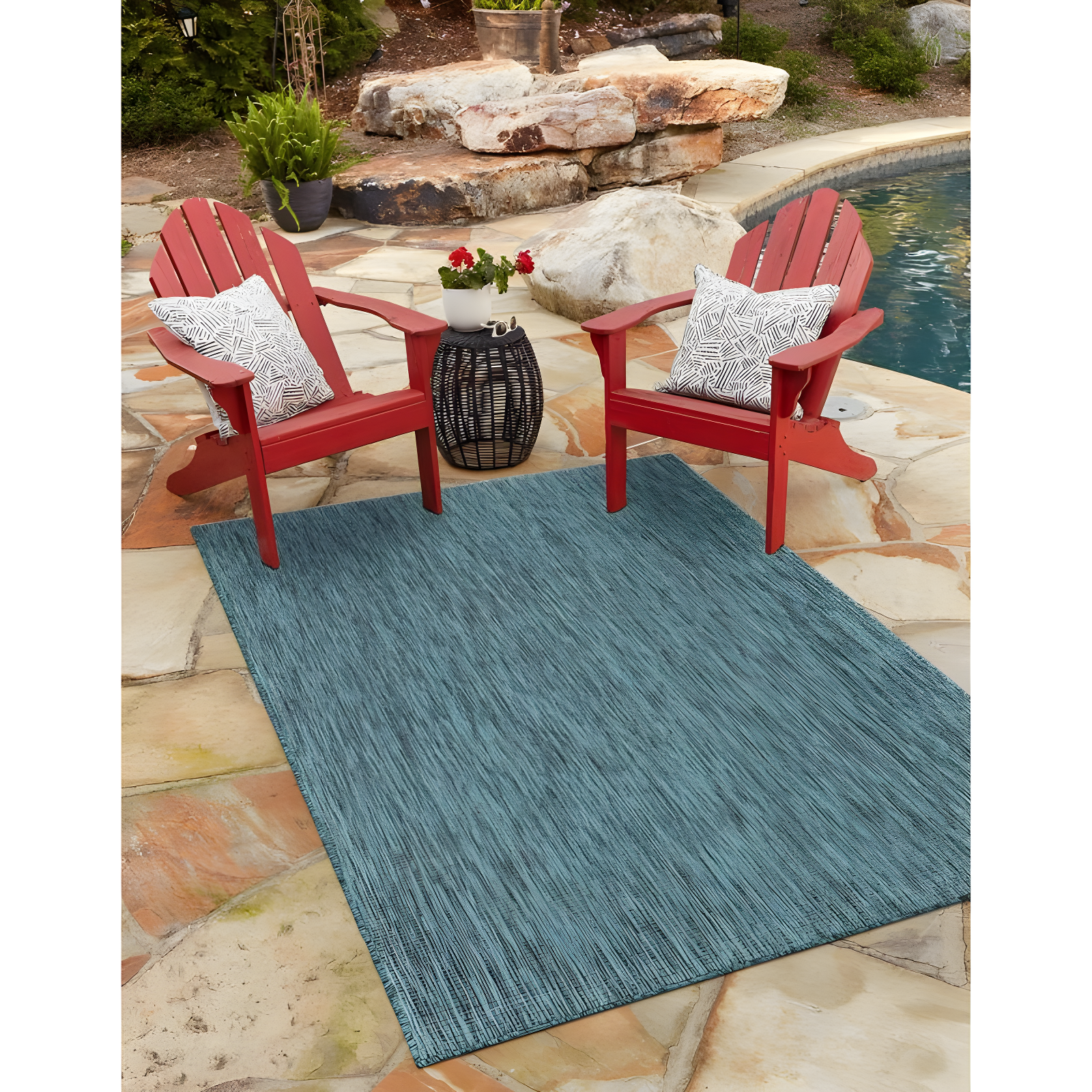 Unique Loom 8' 0 x 11' 4 Rectangle Indoor/Outdoor Solid Teal Area Rug