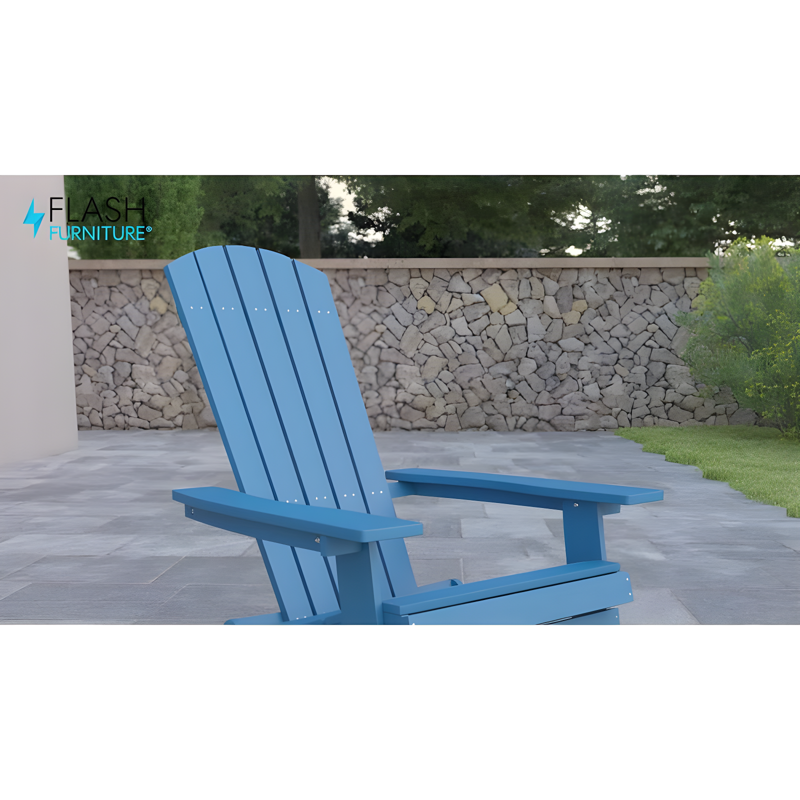 Flash Furniture Charlestown All-Weather Poly Resin Indoor/Outdoor Folding Adirondack Chair in Black