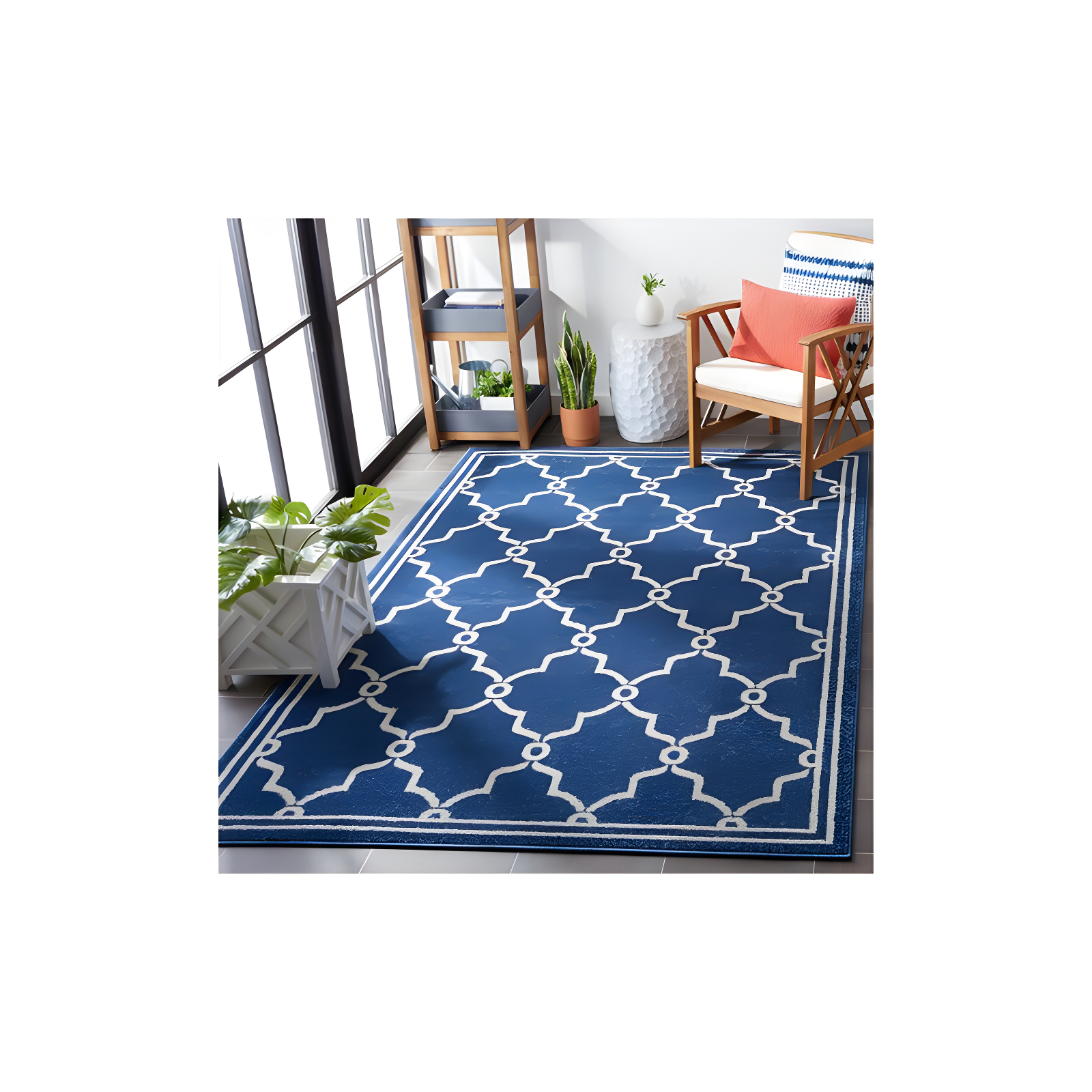 Amherst AMT414 Power Loomed Indoor Area Rug - Navy/Beige - 5'3"x8' - Safavieh