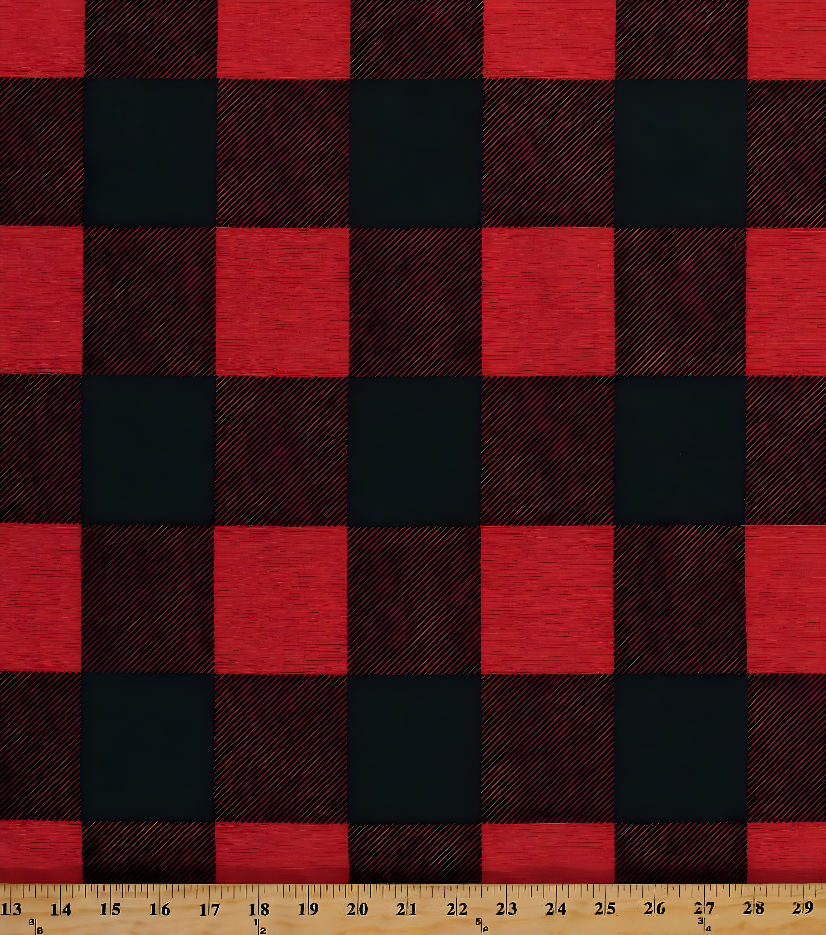 Flannel Buffalo Plaid Red and Black Approx. 1" Squares Flannel PRT Cotton Fabric by the Yard (103966)
