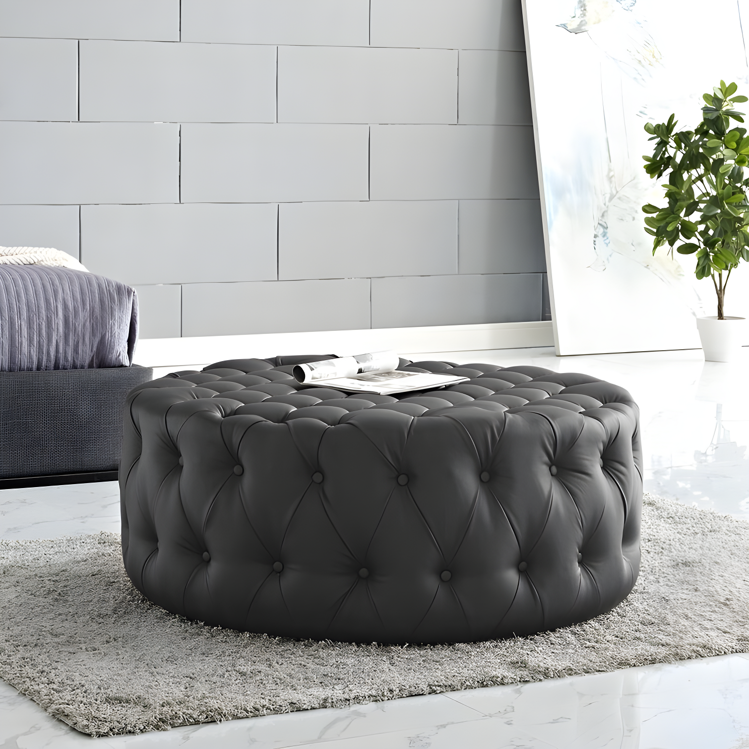 Modway Copper Grove Harrison Blue Amour Fabric Ottoman