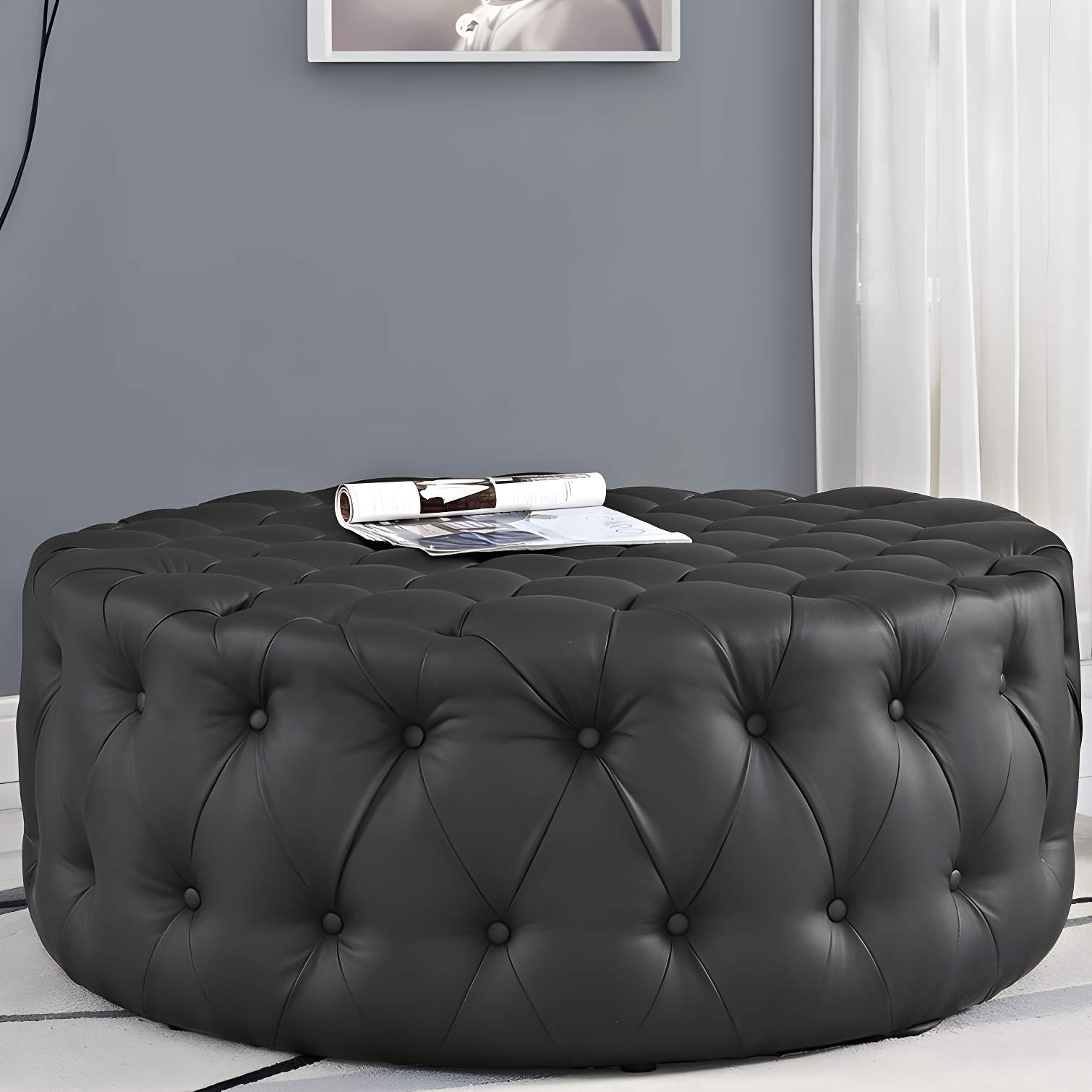 Modway Copper Grove Harrison Blue Amour Fabric Ottoman