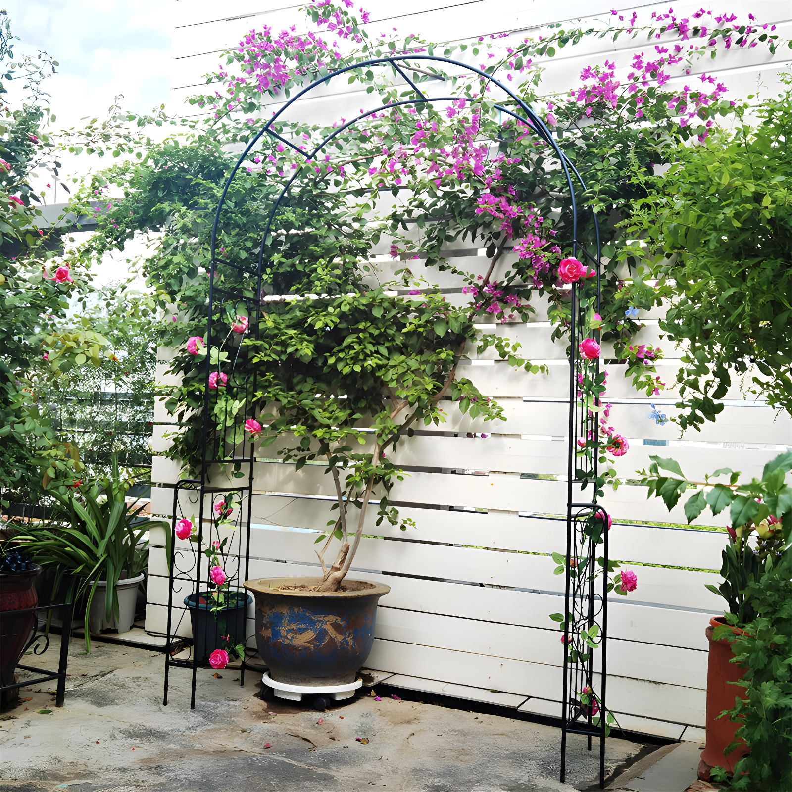 Blooming Garden Arch Pergola. 7.9Ft Metal Gazebo Pergola