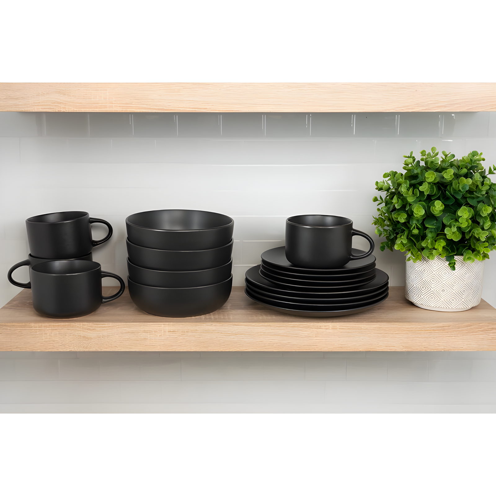Wazee Matte 16 Piece Dinnerware Set, Service for 4
