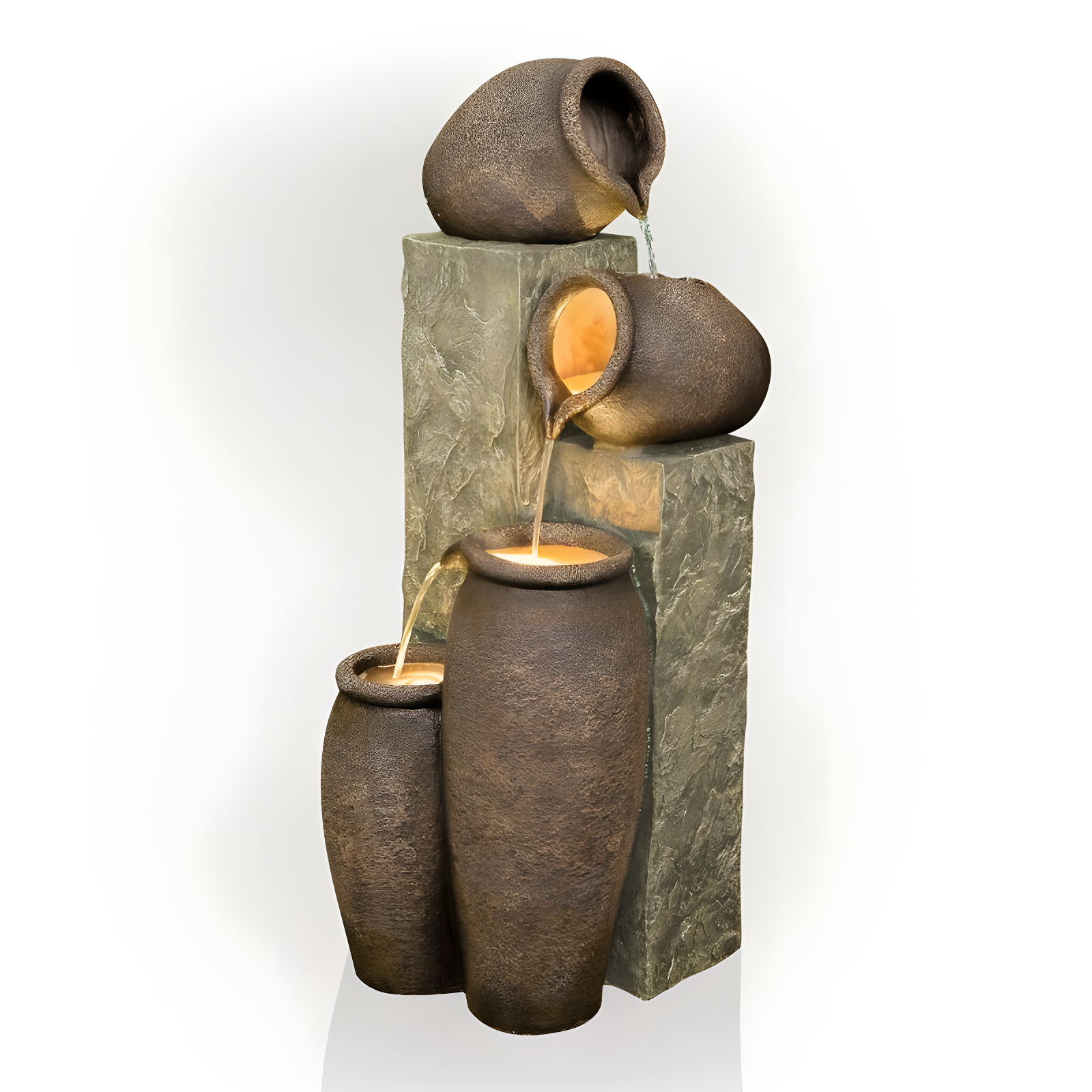 Alpine Weather Resistant Floor Fountain with Light