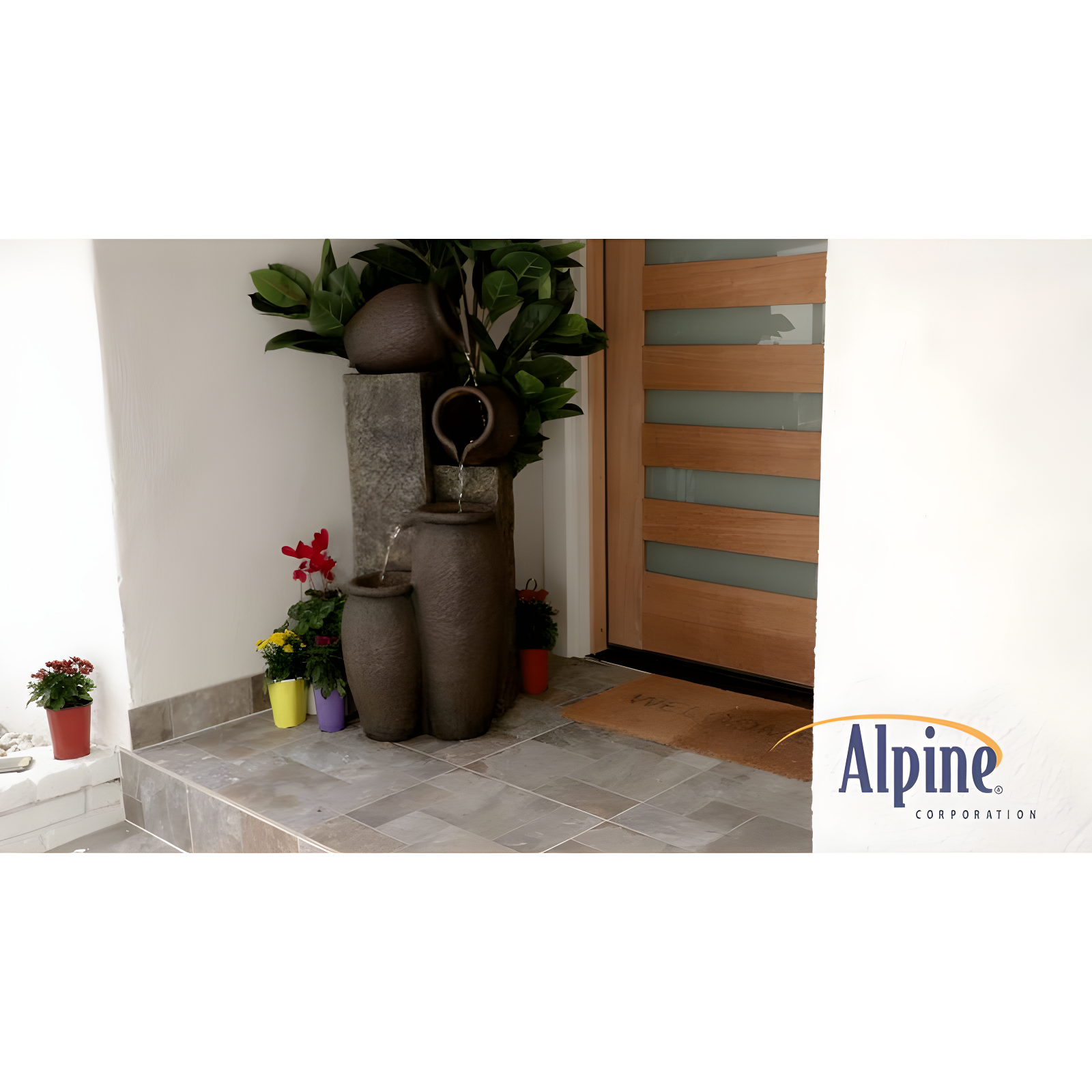 Alpine Weather Resistant Floor Fountain with Light