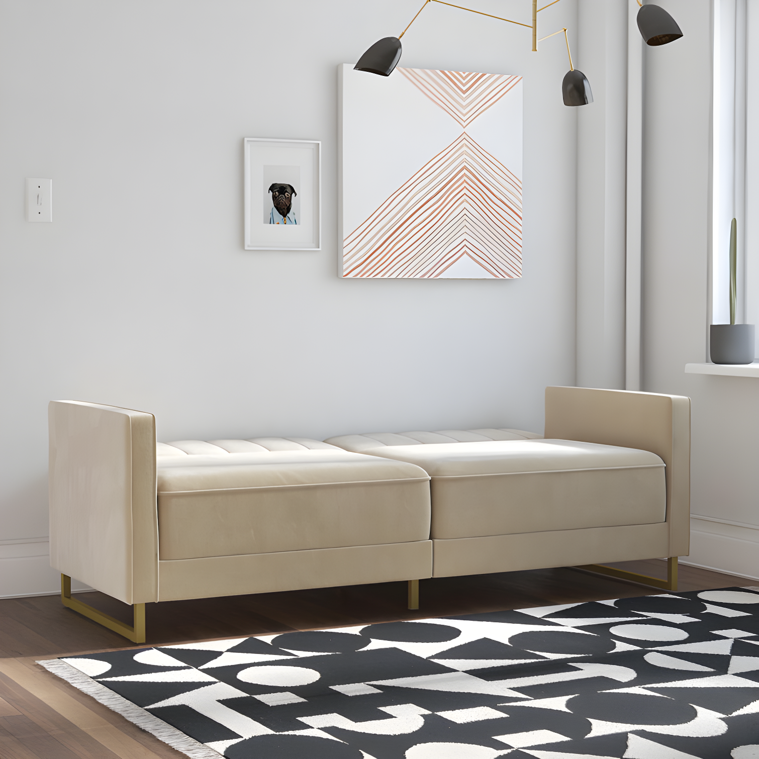 Skylar Full / Double 77'' Velvet Tufted Convertible Sofa