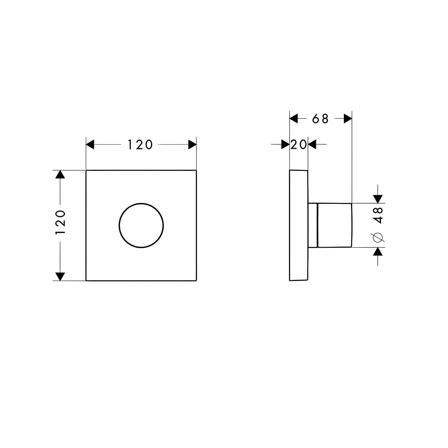 AXOR ShowerSolutions Diverter Trim Trio/Quattro 5" x 5"