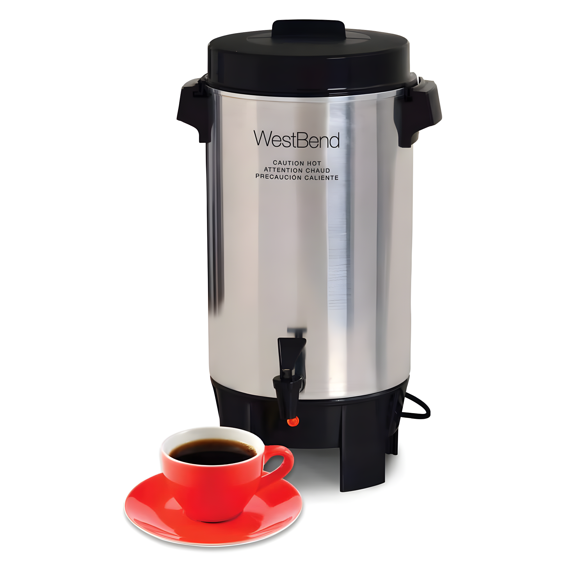 west bend 58002 highly polished aluminum commercial coffee urn features automatic temperature control large capacity with quick brewing easy prep and clean up, 42-cup, silver