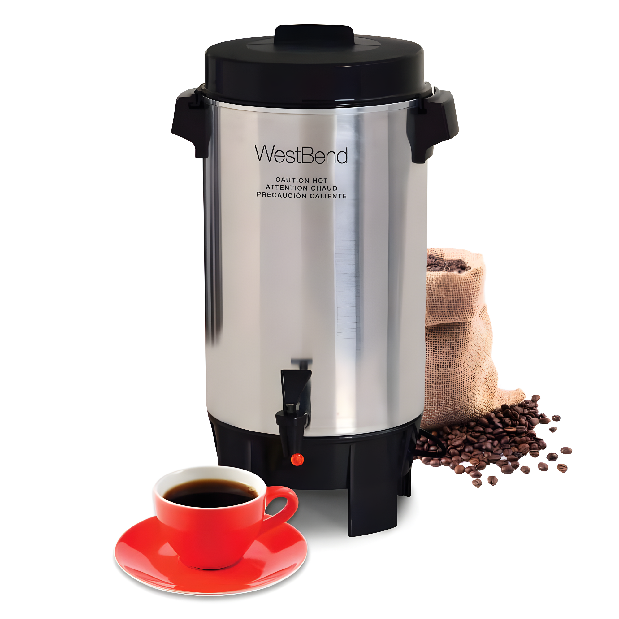 west bend 58002 highly polished aluminum commercial coffee urn features automatic temperature control large capacity with quick brewing easy prep and clean up, 42-cup, silver