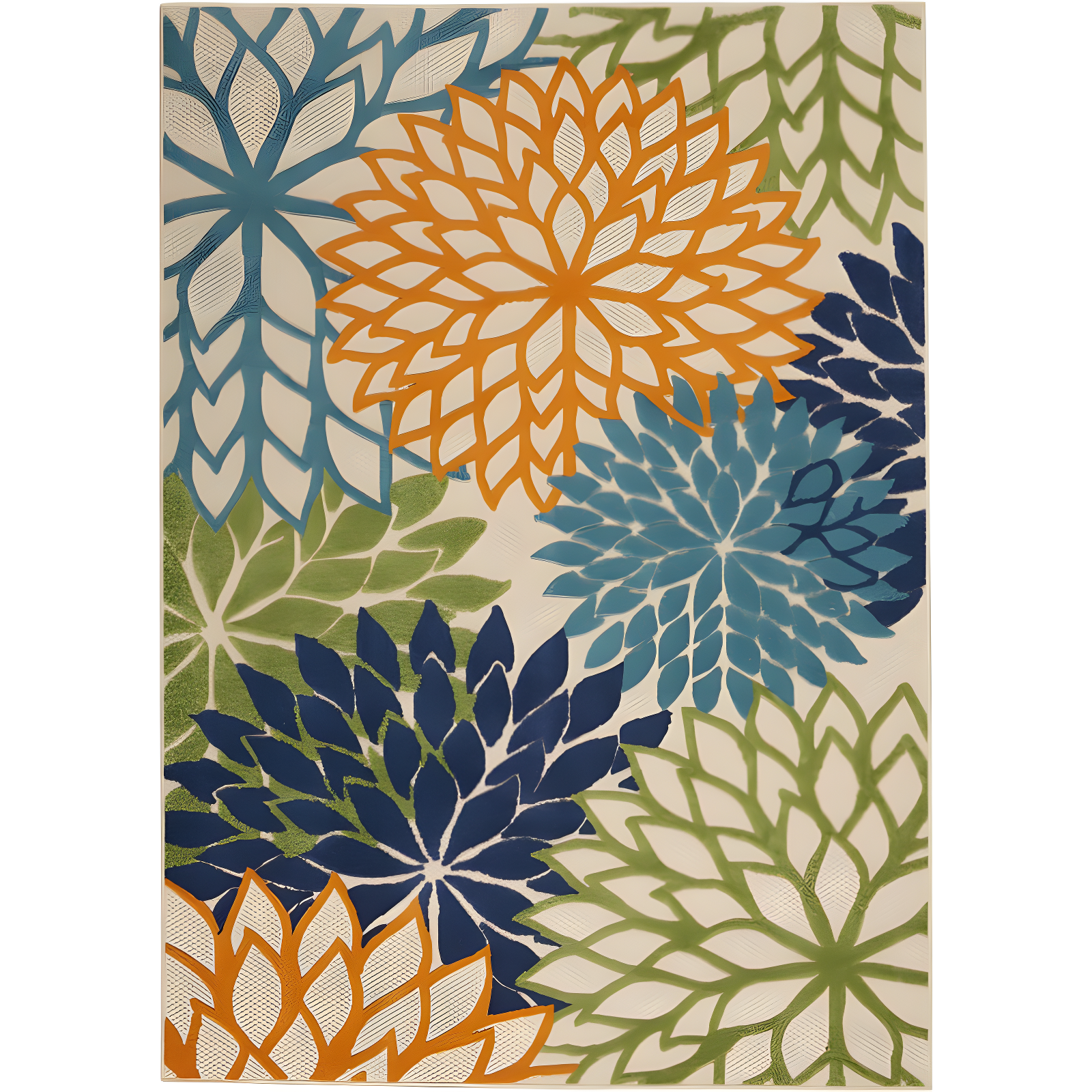 Nourison Aloha Floral Bloom Flatweave High-Low Indoor Outdoor Area Rug Multicolor 5'3" x 7'5"