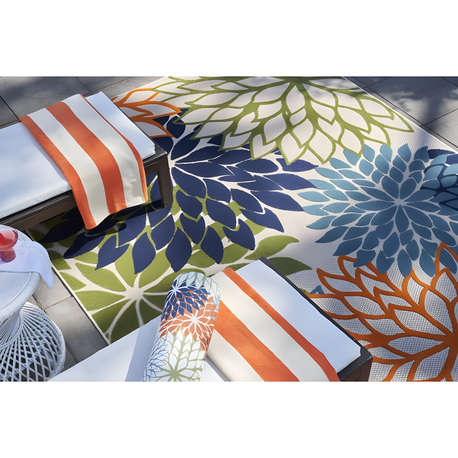 Nourison Aloha Floral Bloom Flatweave High-Low Indoor Outdoor Area Rug Multicolor 5'3" x 7'5"