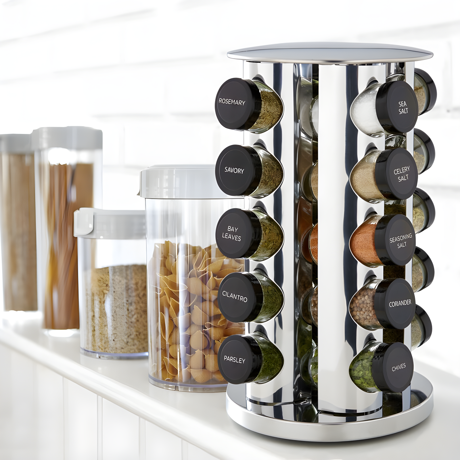 Kamenstein 20-Jar Revolving Stainless Steel Countertop Spice Rack