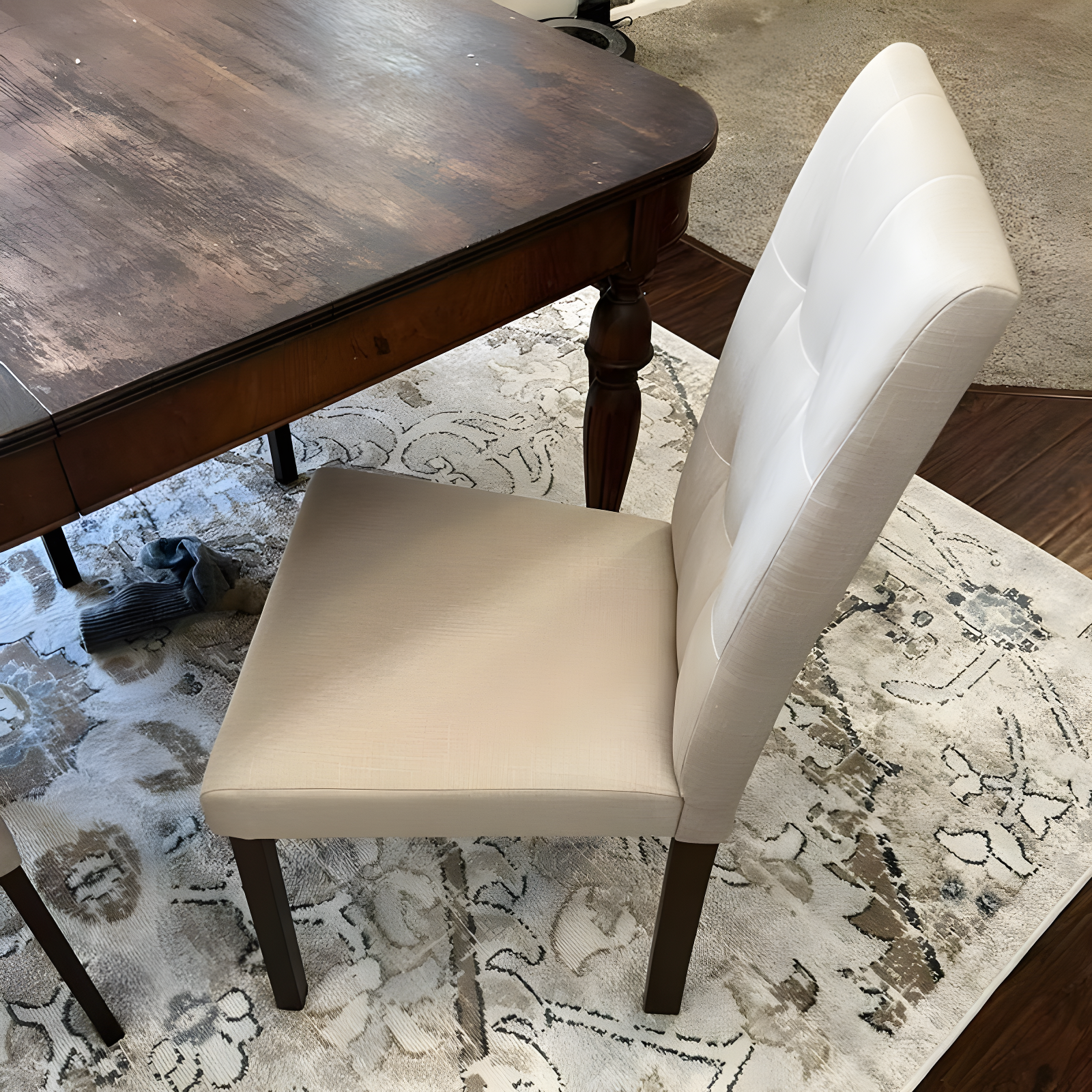 Set of 4 Andrew Modern & Contemporary Fabric Upholstered Grid-tufting Dining Chairs Gray - Baxton Studio: Chic Design, Polyester, Rubberwood Legs