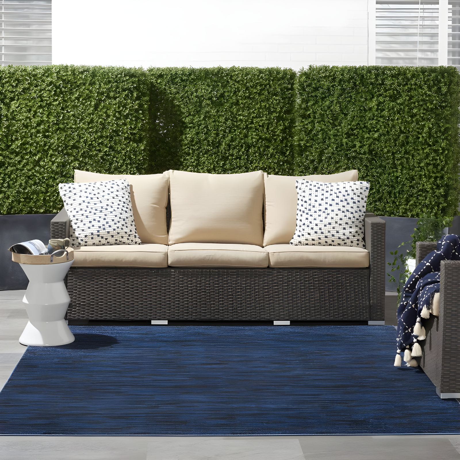 Nourison Nourison Essentials NRE01 Indoor/outdoor Area Rug - Midnight Blue 5' x square