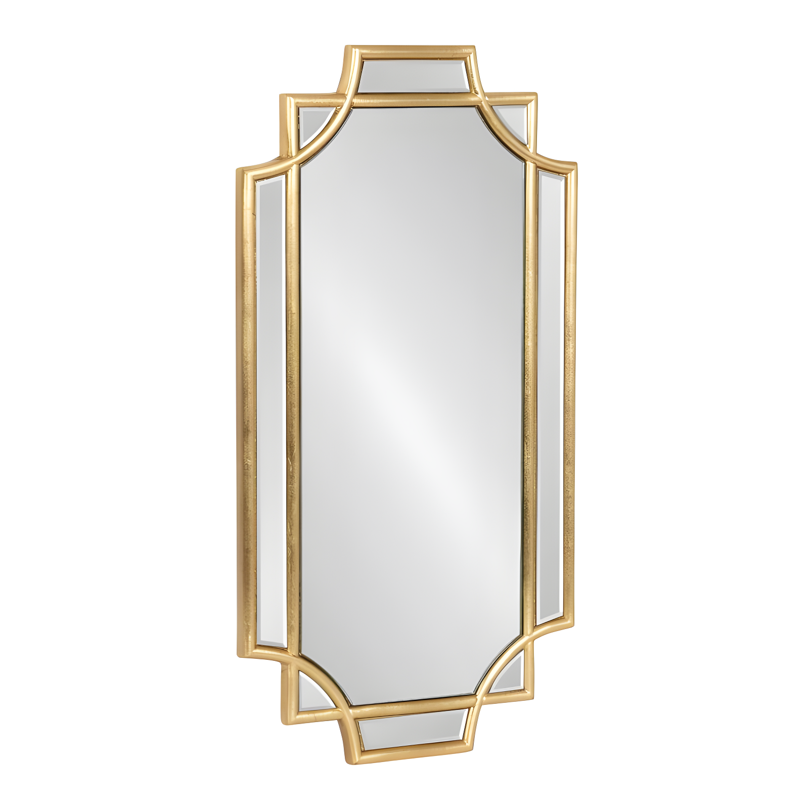 Kate & Laurel All Things Decor 11"x21" Minuette Decorative Framed Wall Mirror Gold: Luxury Glam Style, Rectangle Shape