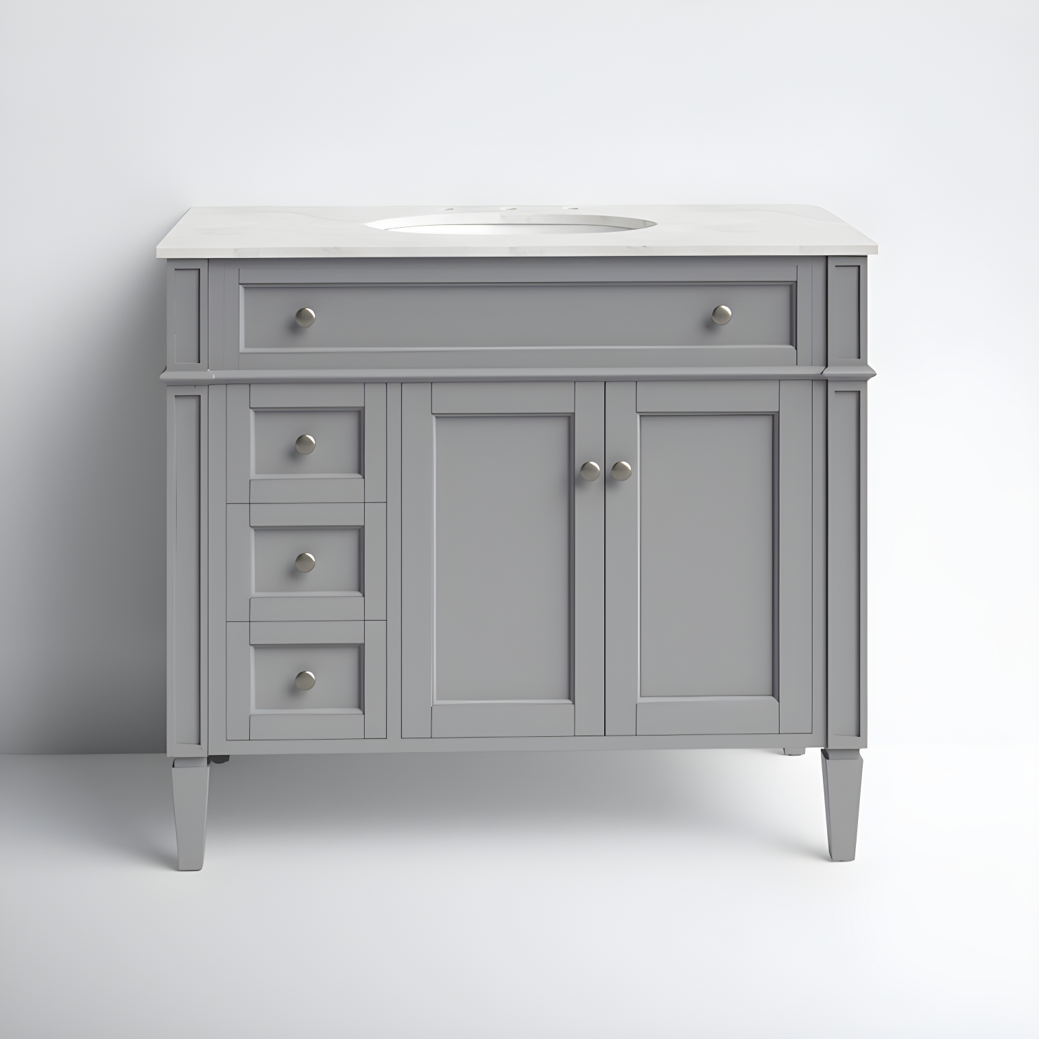 Rukie 40" Free-Standing Single Bathroom Vanity Set with Marble Vanity Top
