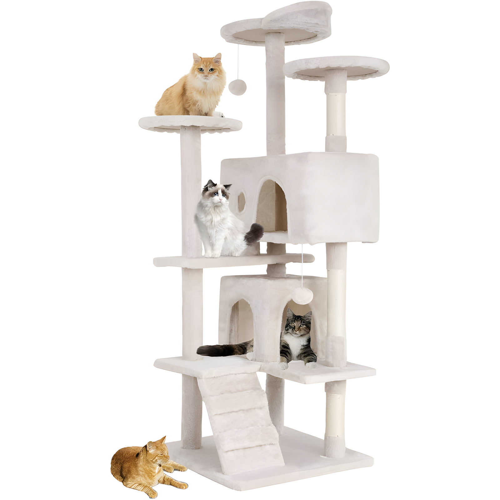 Multi-Level Cat Tree Tower Furniture Activity Center With Scratching Posts, Toys And Condo For Indoor Kittens