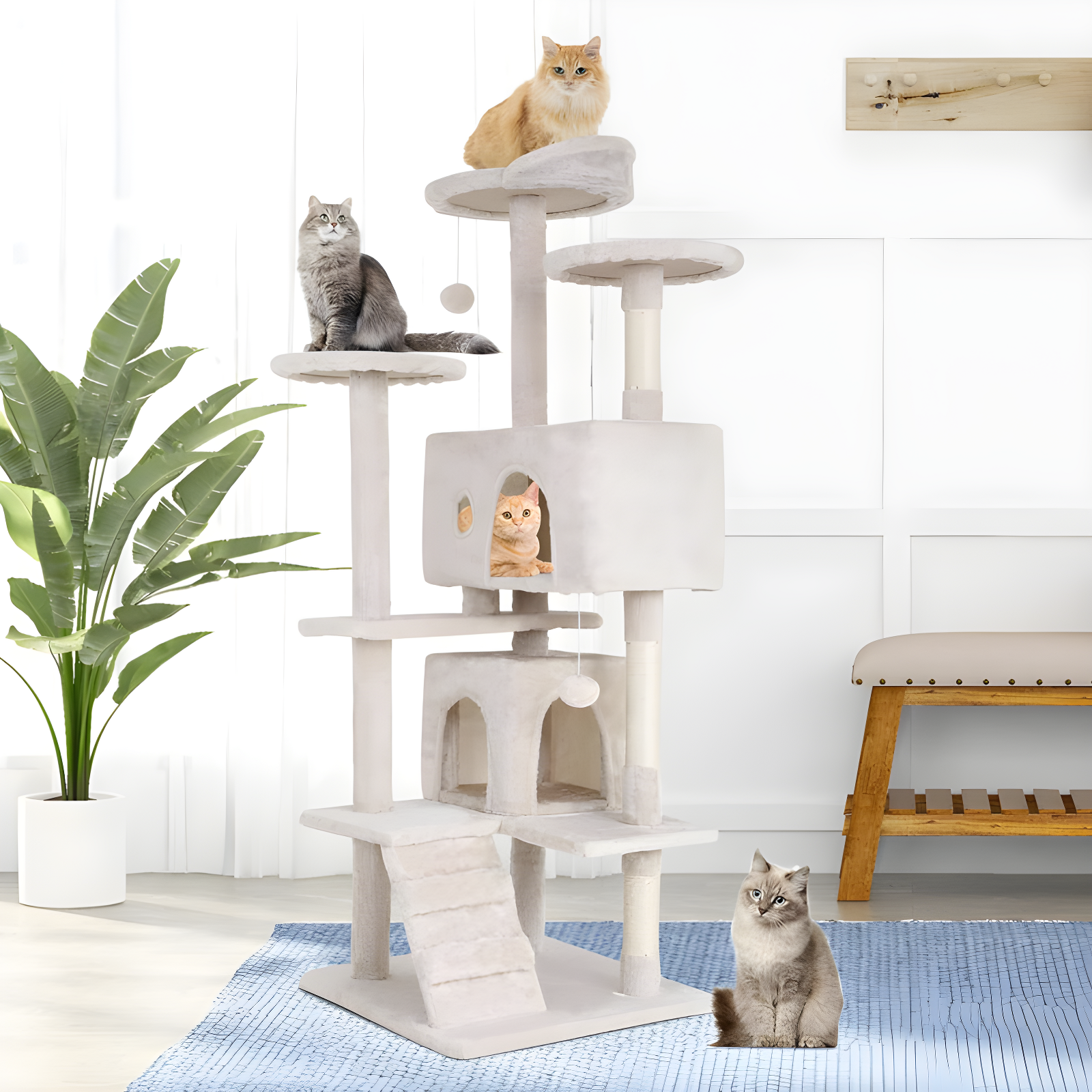 Multi-Level Cat Tree Tower Furniture Activity Center With Scratching Posts, Toys And Condo For Indoor Kittens