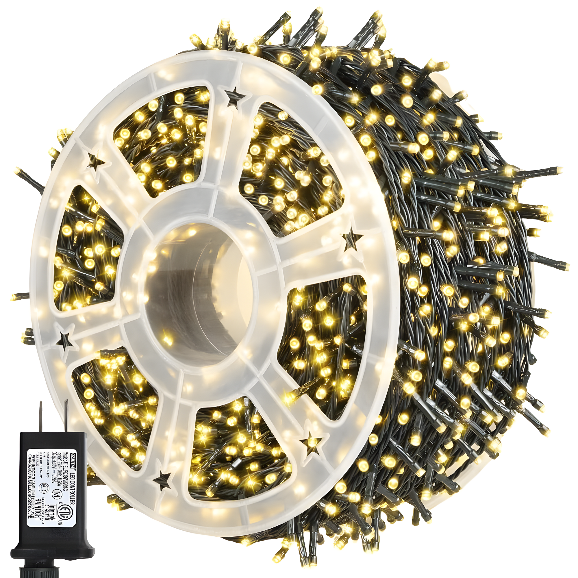 Dazzle Bright 164 FT 500 LED Christmas String Lights, Waterproof Green Wire String Lights with 8 Modes, Outdoor Christmas Decorations for Indoor Garden Party Yard Decor (Warm White)