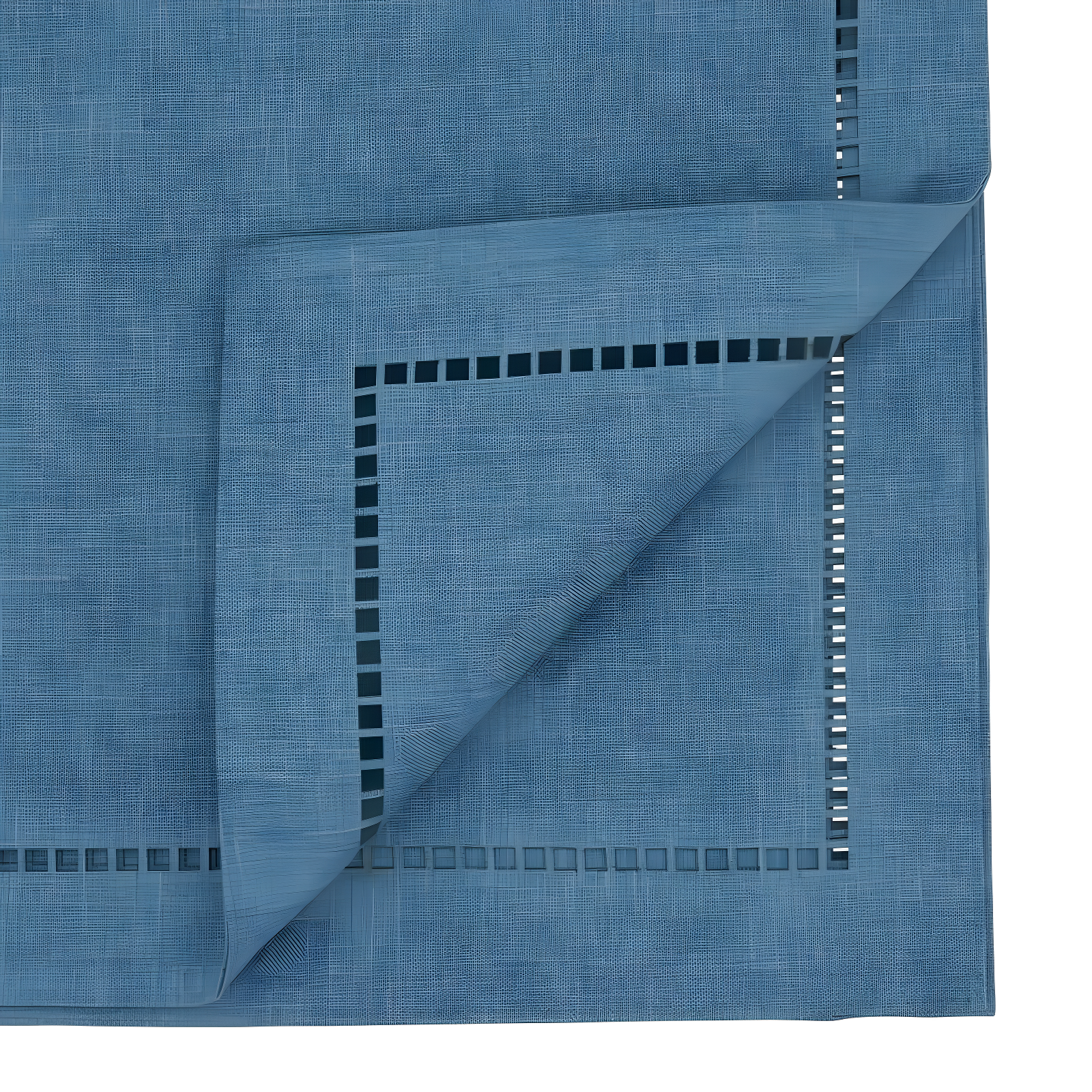 Saro Lifestyle Dining Table Runner With Laser-Cut Hemstitch Design, Denim, 14" x 54"