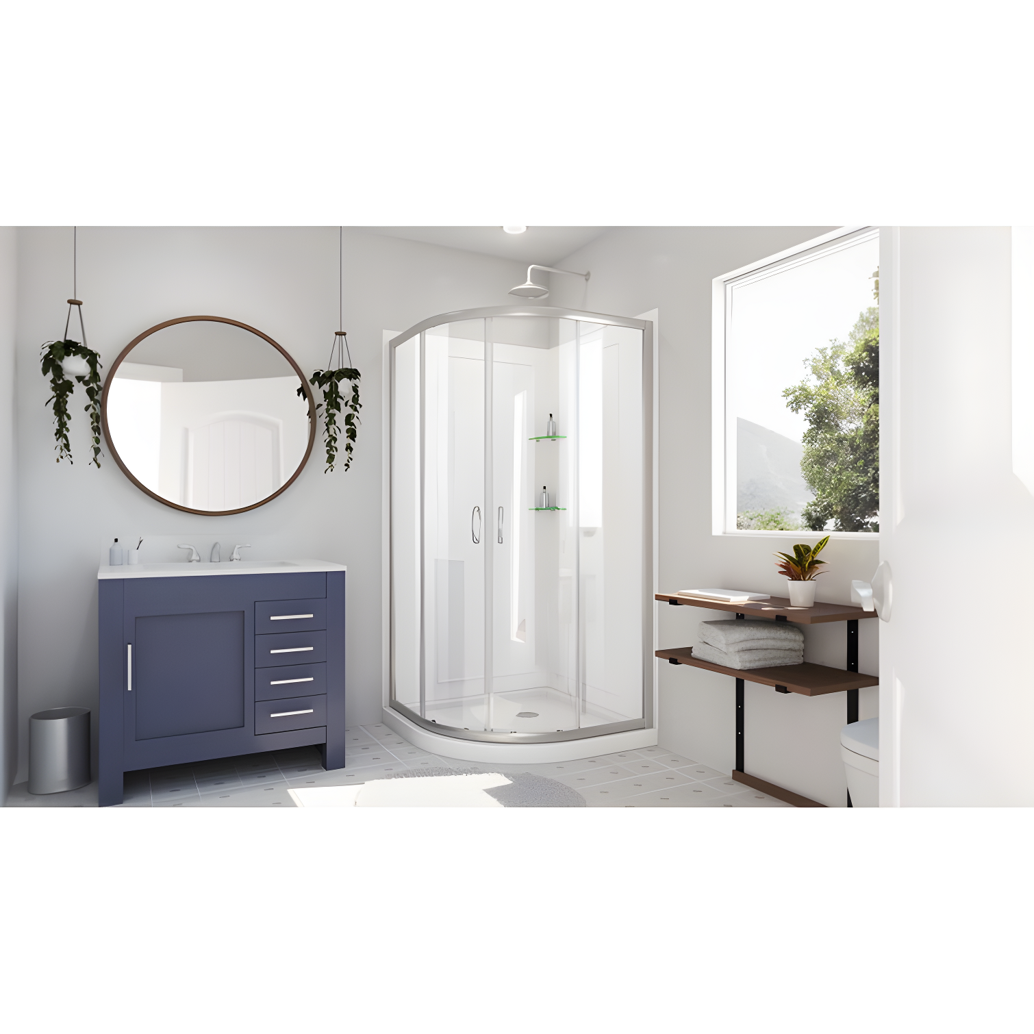 Prime 33" W x 33" D x 76.75" H Round Sliding Shower Enclosure with Base Included