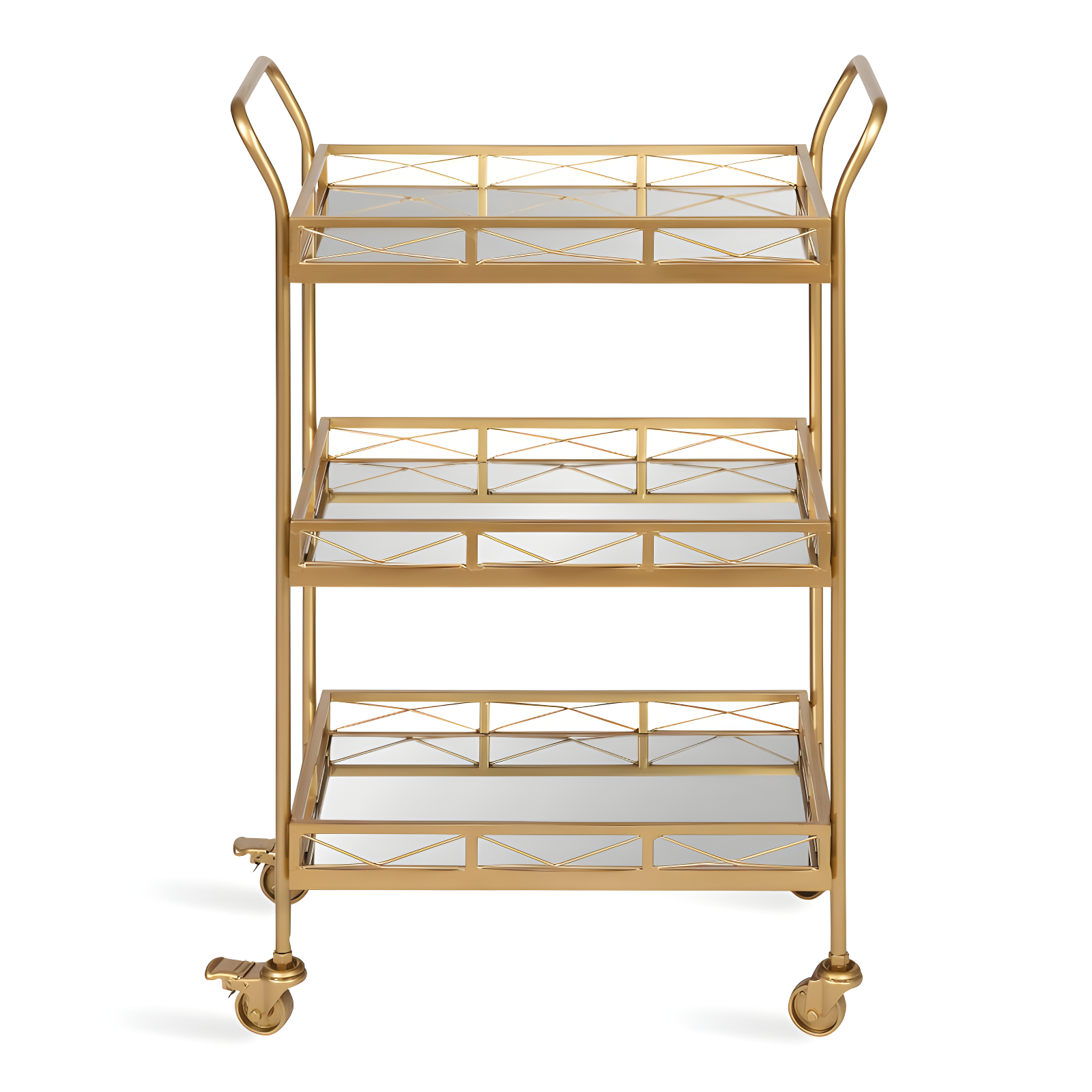 Kate and Laurel Ketia Rectangle Metal Bar Cart, 23x13x35, Gold