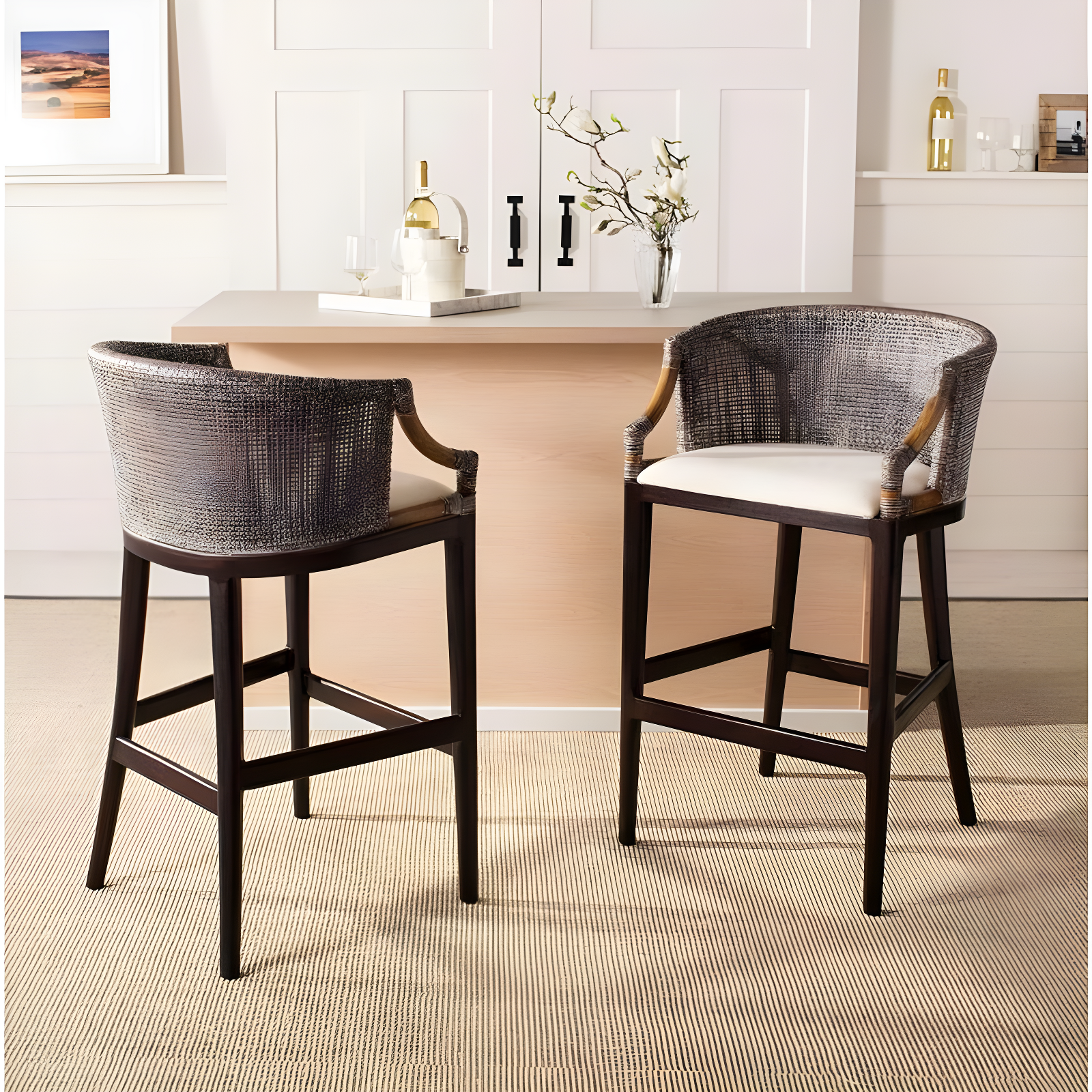 Brando Bar Stool - Brown/White - Safavieh