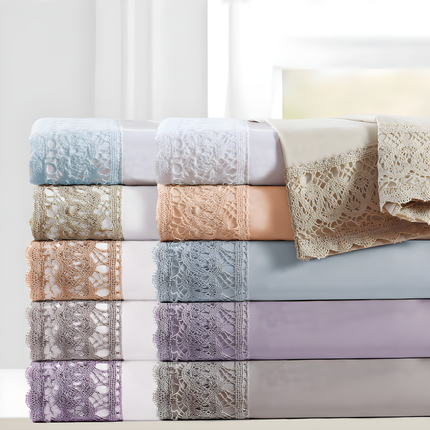 Modern Threads Modern Threads Yate Soft Microfiber Crochet Lace Sheets - Luxurious Microfiber Bed Sheets - Includes Flat Sheet, Fitted Sheet with Deep Pockets, & Pillowcases