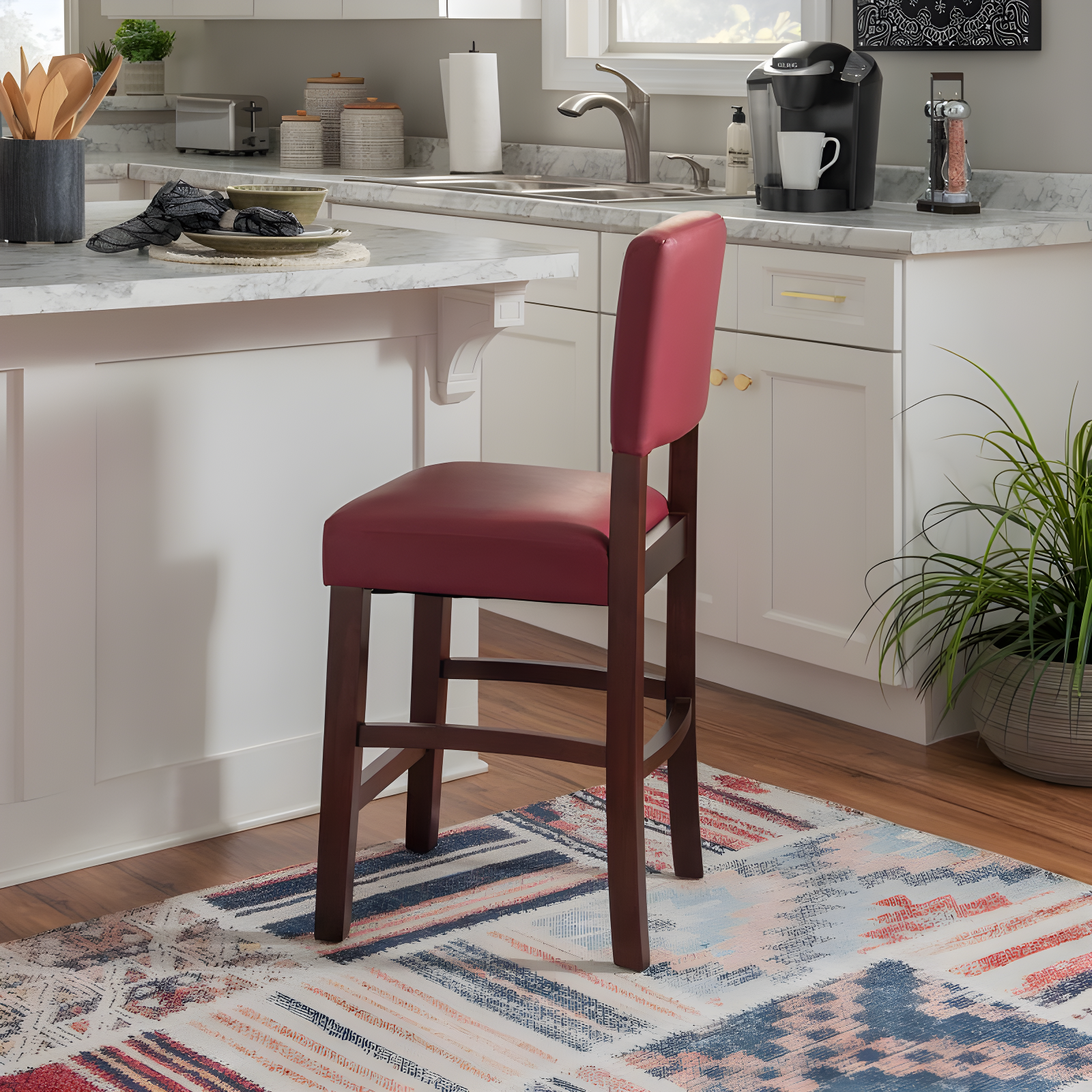 24" Monaco Padded Back Faux Leather Counter Height Barstool , Espresso Finish - Linon