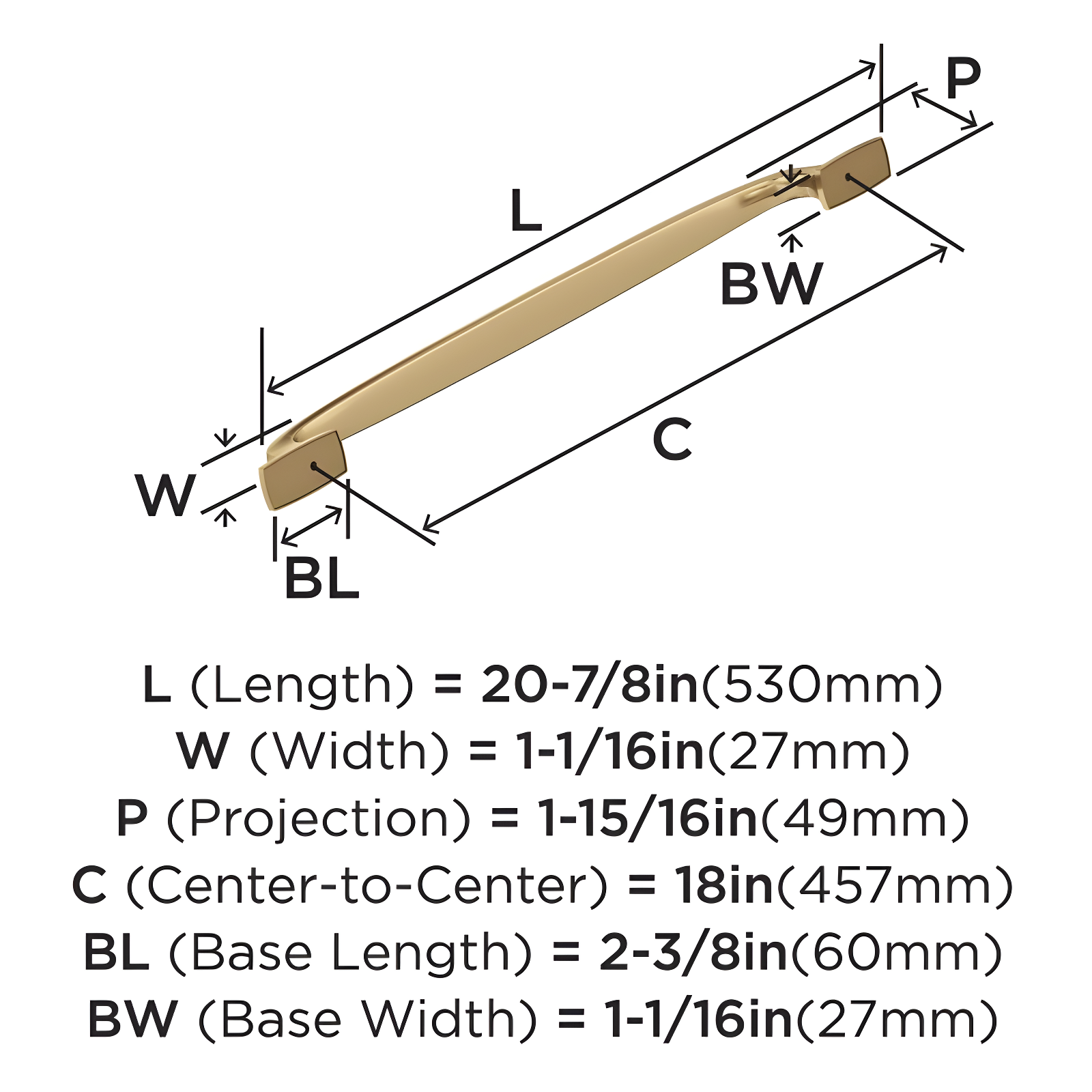 Amerock Highland Ridge 18 inch (457mm) Center-to-Center Champagne Bronze Appliance Pull