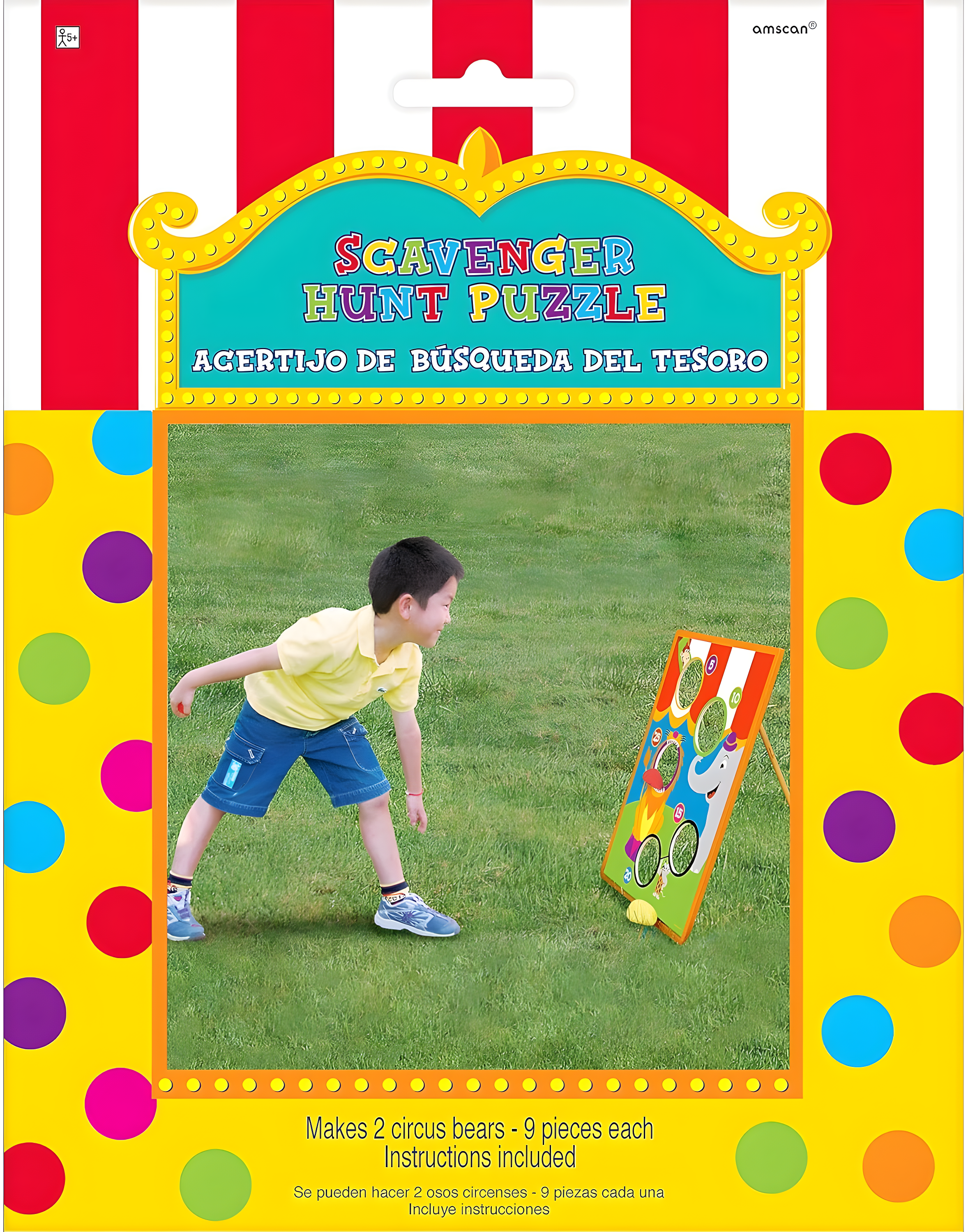 Amscan Colorful Bean Bag Toss Game Set, Wooden Stand Multicolor, 4 Beanbags