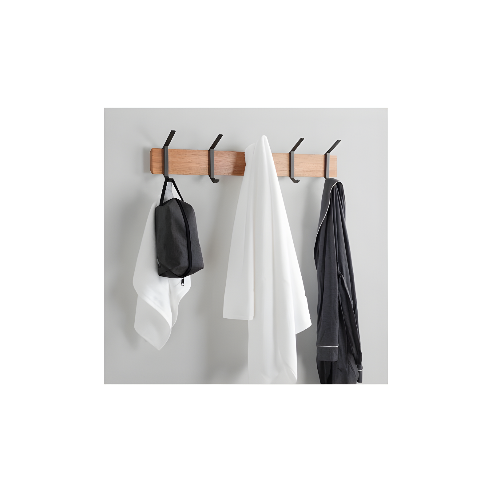30"x6"x7.25" Rossmore Wood and Metal Hooks White - Kate & Laurel All Things Decor: Modern Wall-Mounted Storage