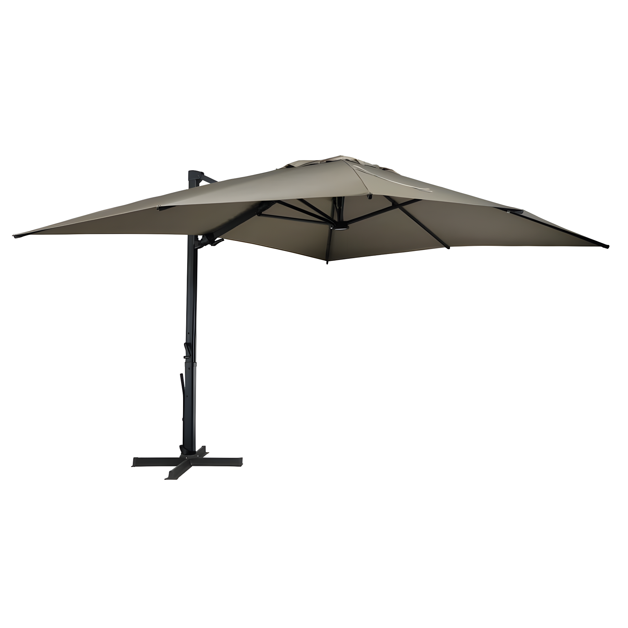 Mondawe 10x13 FT Cantilever Umbrella Large Offset Umbrella with 360°Rotation and LED Light Panel Cantilever Patio Umbrella for Backyard, Pool & Garden, Tan