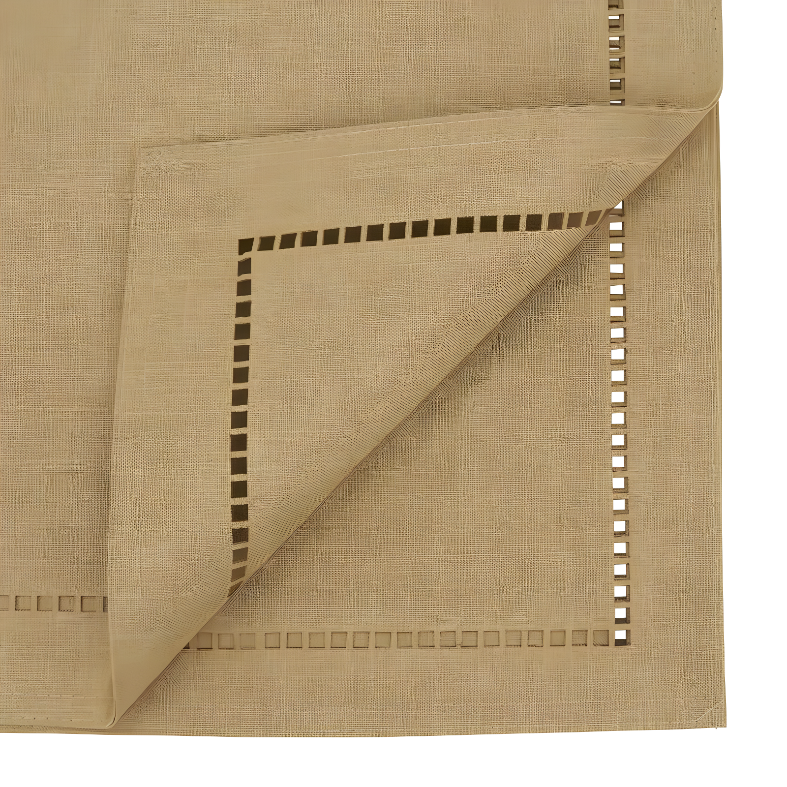 Saro Lifestyle Dining Table Runner With Laser-Cut Hemstitch Design, Natural, 14" x 54"