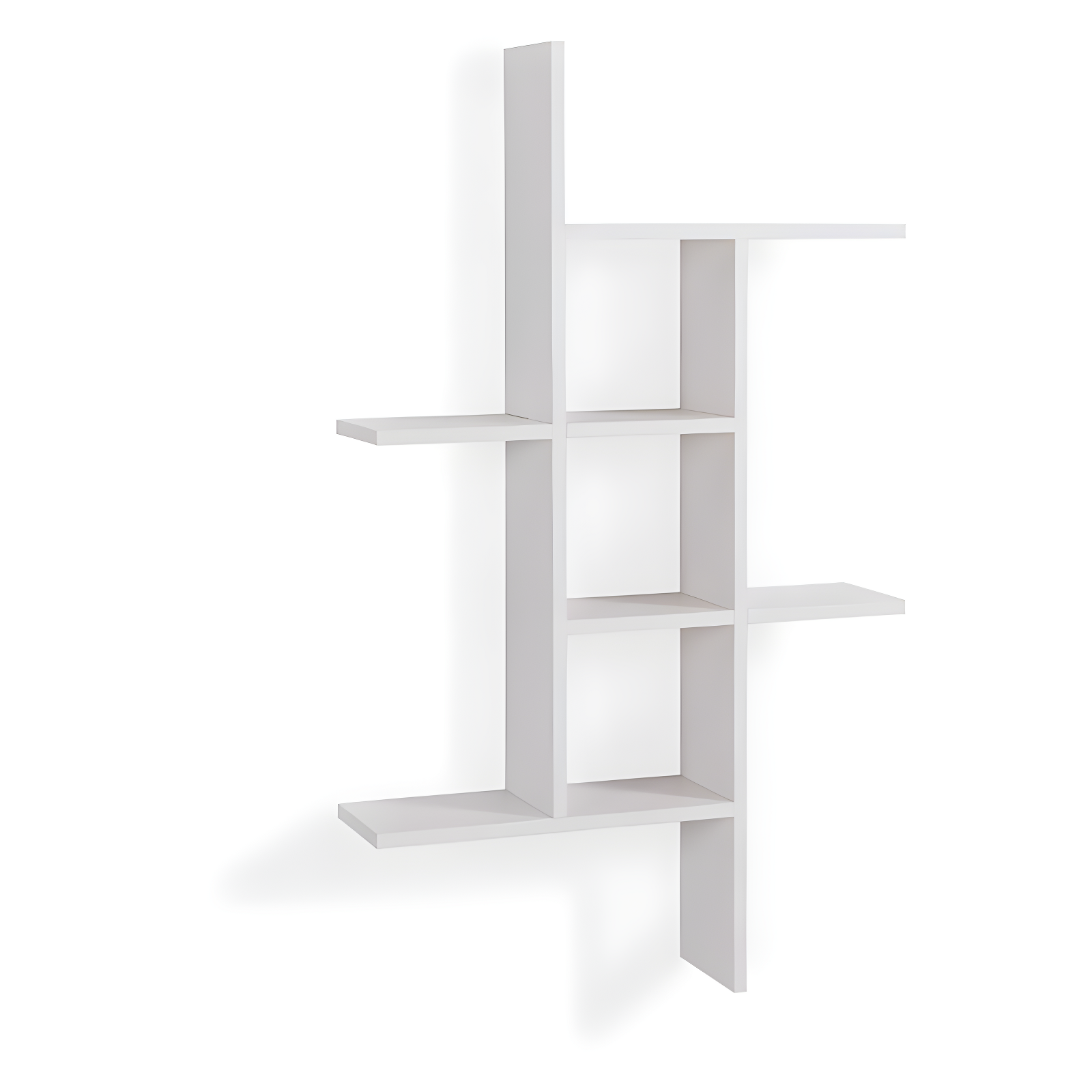 Danya B. 40" x 24" Cantilever Wall Shelf White: Modern Laminated MDF, 4-Tier Storage, Includes Mounting Hardware