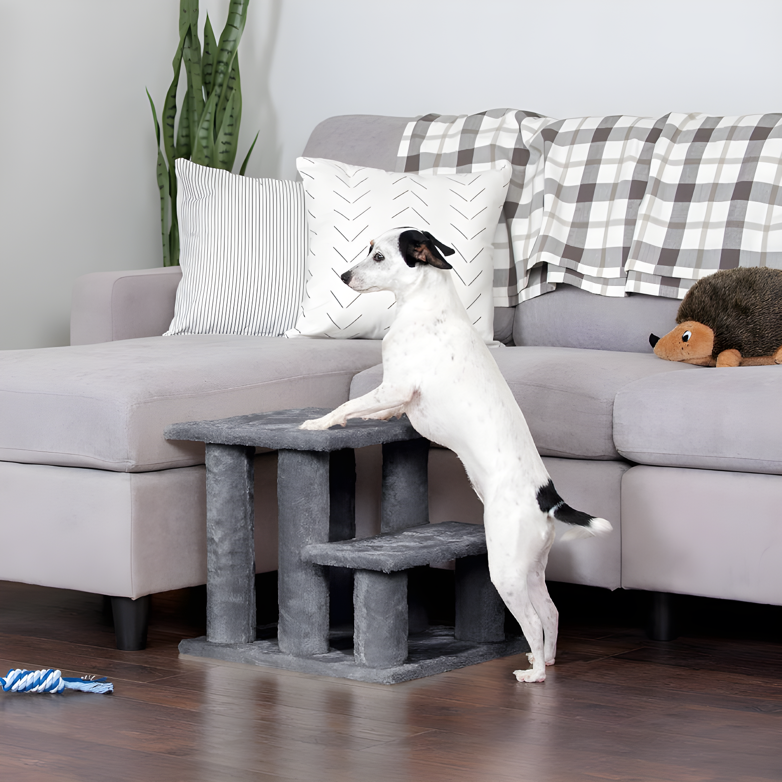 Multi-Step Pet Stairs For High Beds And Sofas,Gray, 3-Step