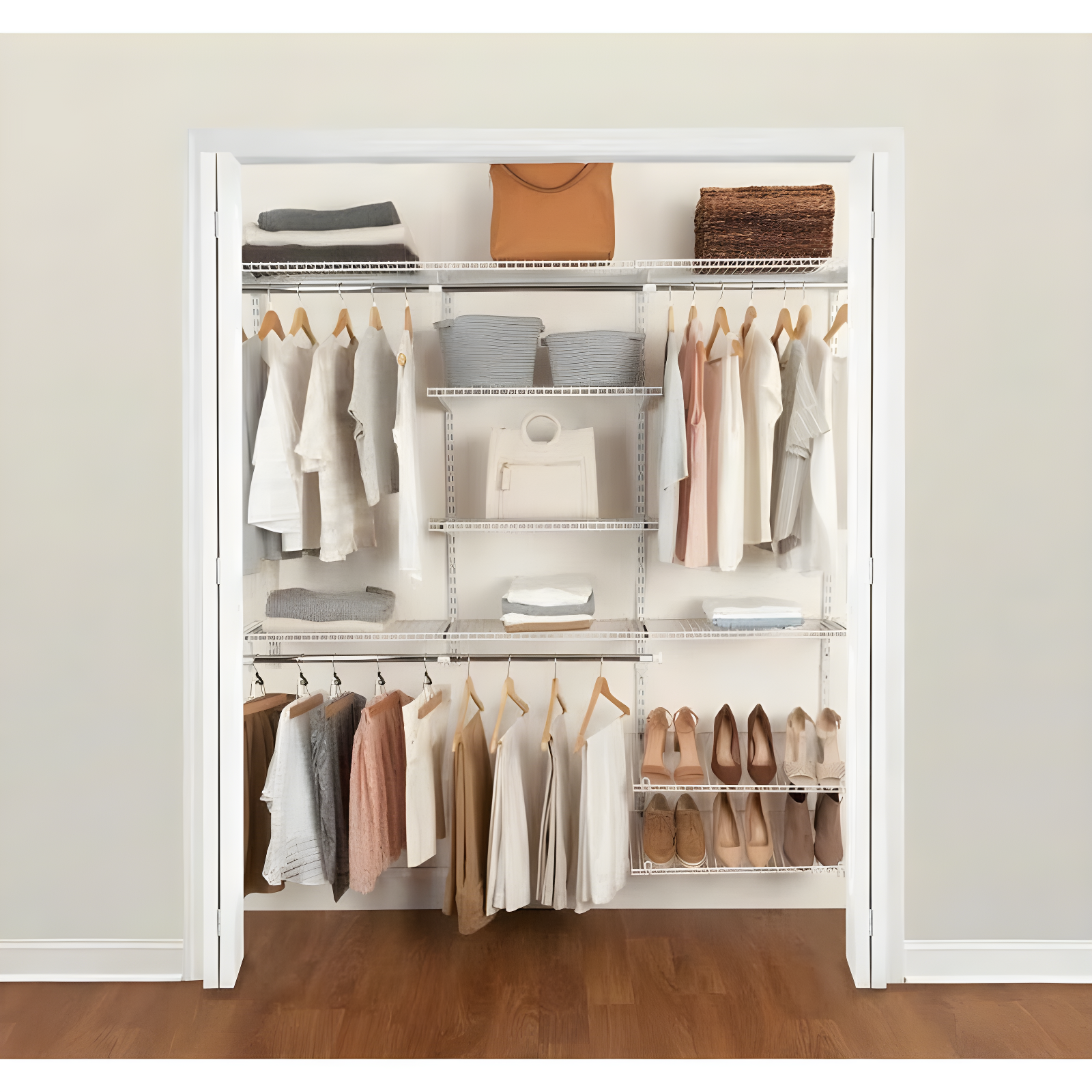 Rubbermaid FastTrack 6 to 10 Ft Wide White Wire Closet Configuration Storage Kit