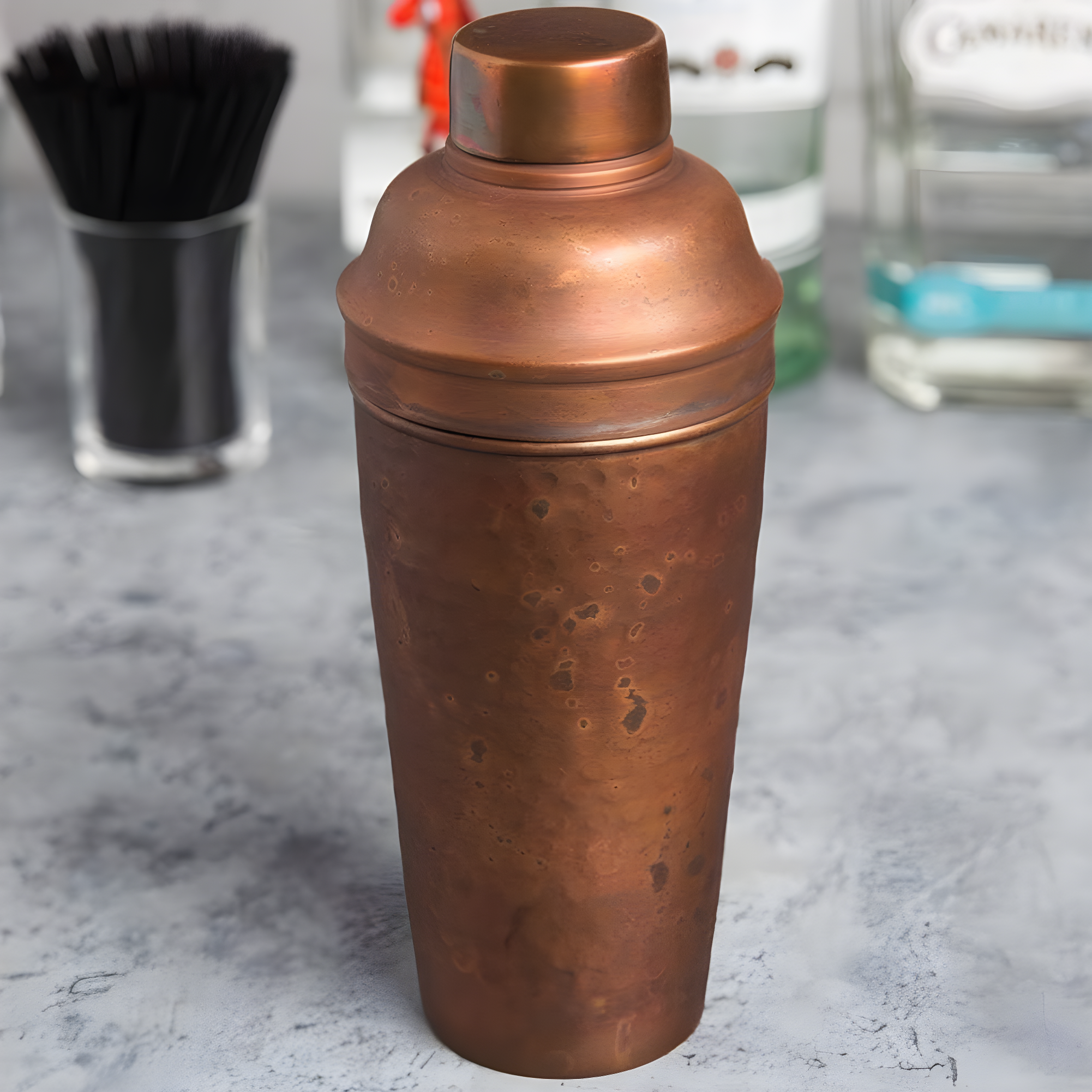 Antique Copper Hammered 24oz Cocktail Shaker Set